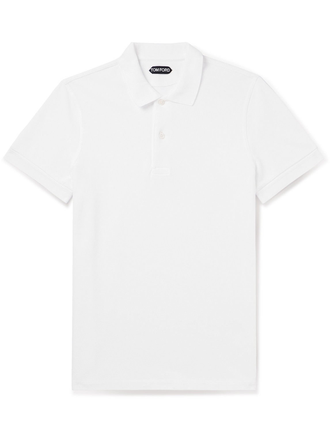 Shop Tom Ford Garment-dyed Cotton-piqué Polo Shirt In White