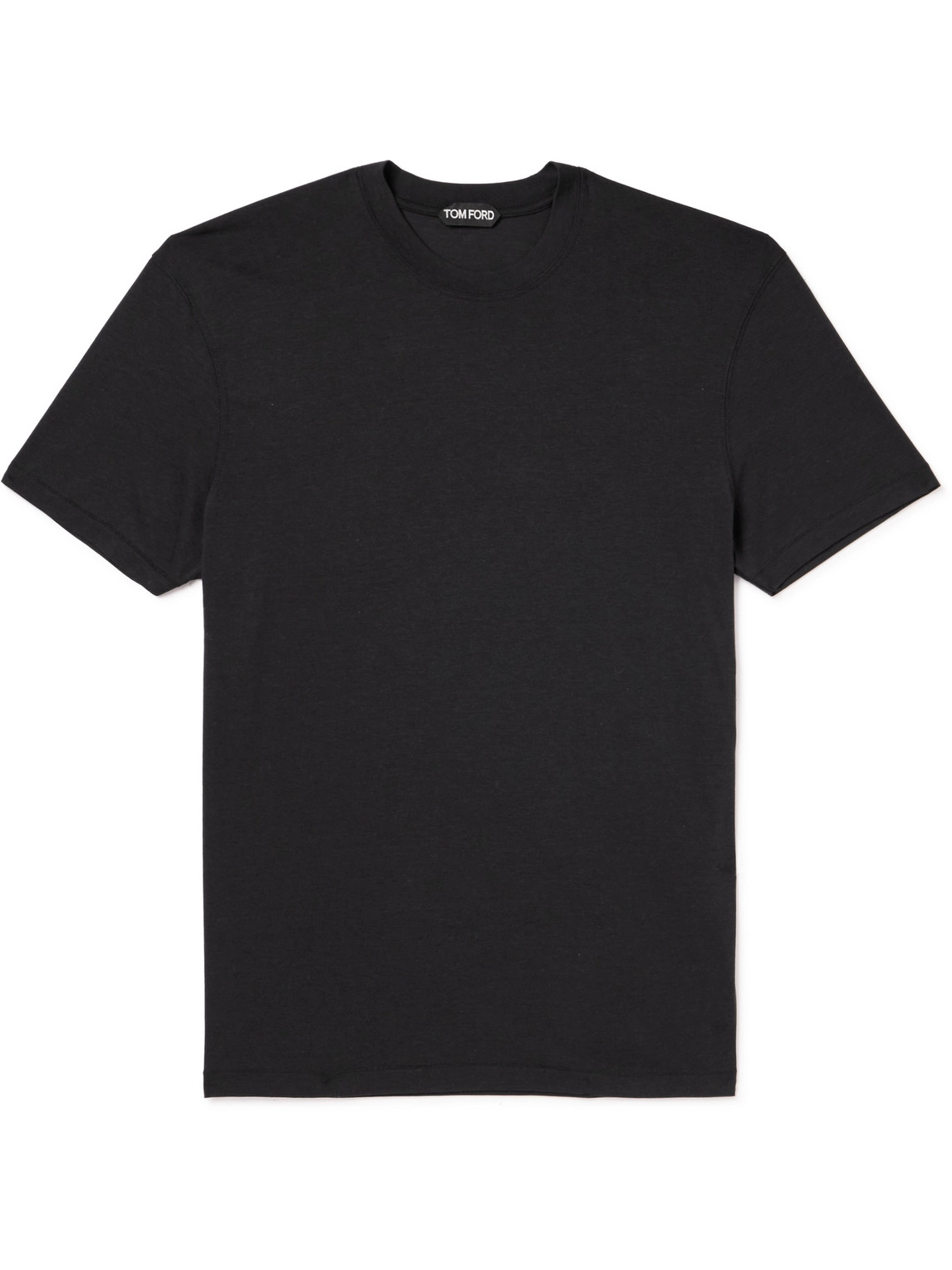 Tom Ford Logo-embroidered Lyocell And Cotton-blend Jersey T-shirt In Black