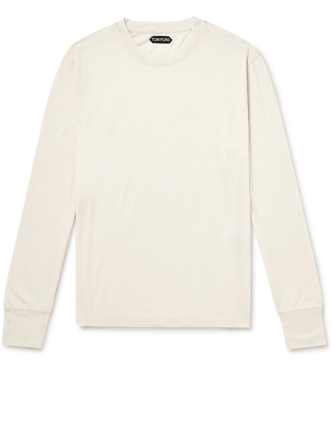 Tom Ford Logo-embroidered Lyocell And Cotton-blend Jersey T-shirt In White