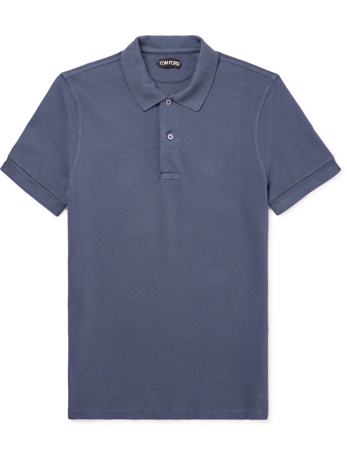 Shop Tom Ford Cotton-piqué Polo Shirt In Blue