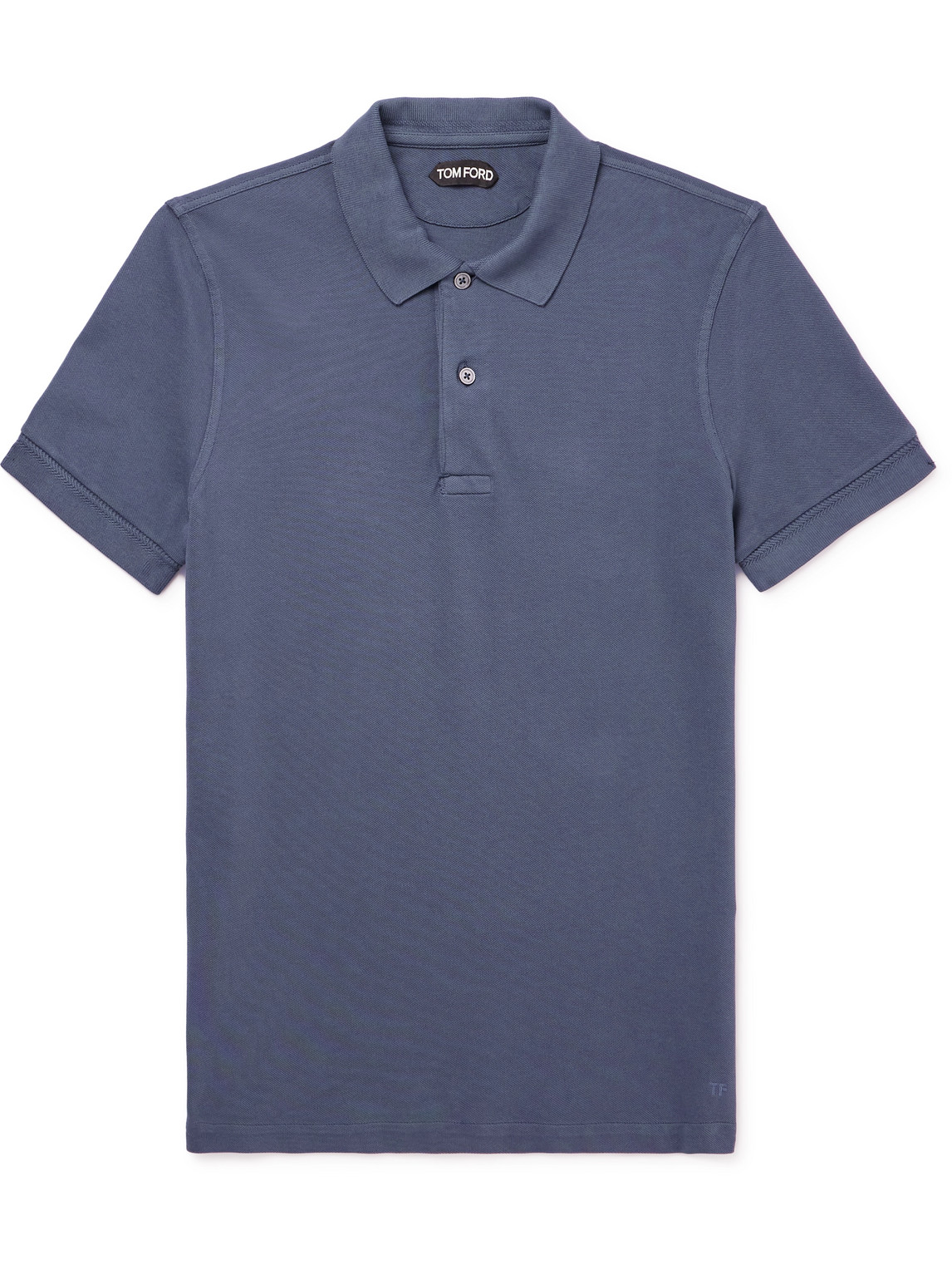 Tom Ford Garment-dyed Cotton-piqué Polo Shirt In Blue