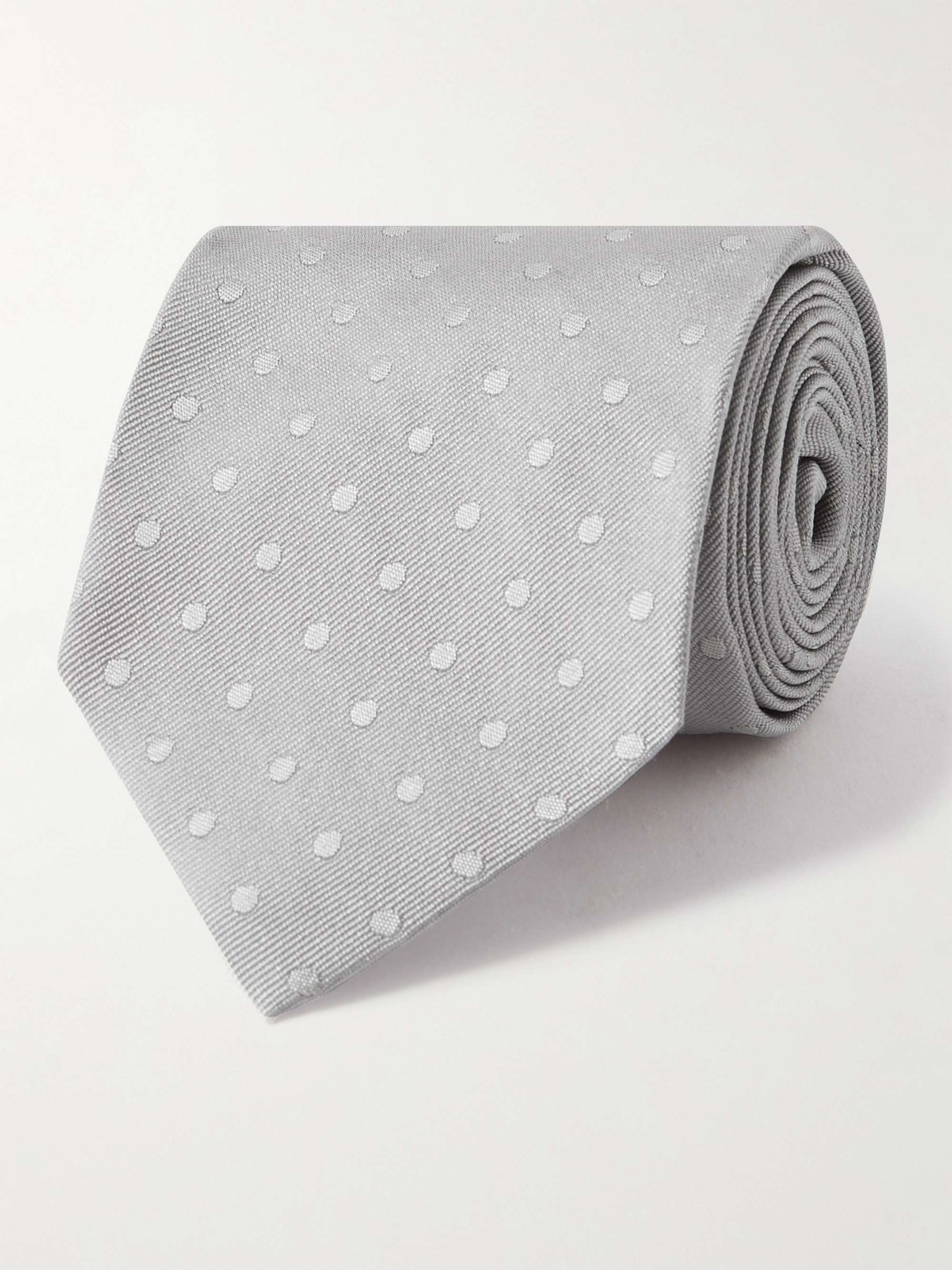 TOM FORD 8cm Polka-Dot Silk-Jacquard Tie,Silver