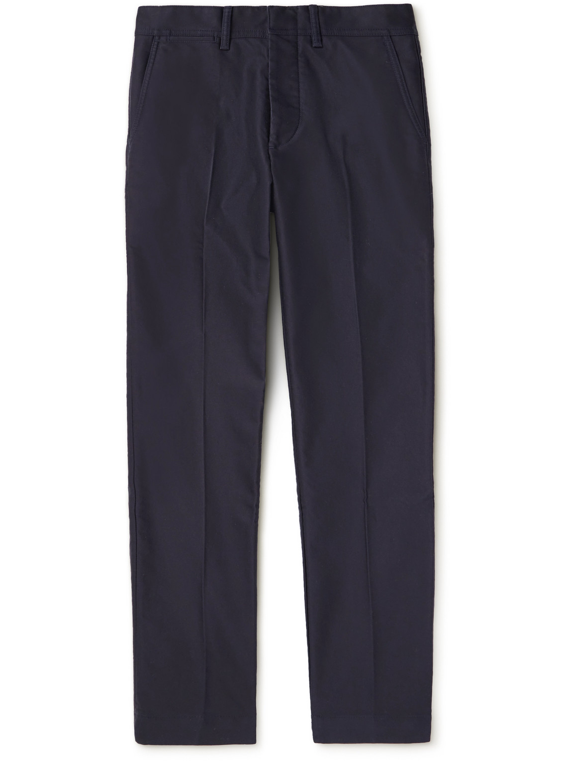 Tom Ford Slim-fit Pleated Cotton-twill Chinos In Blue