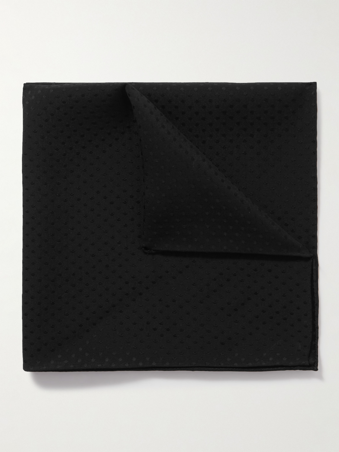 Tom Ford Polka-dot Silk Pocket Square In Black