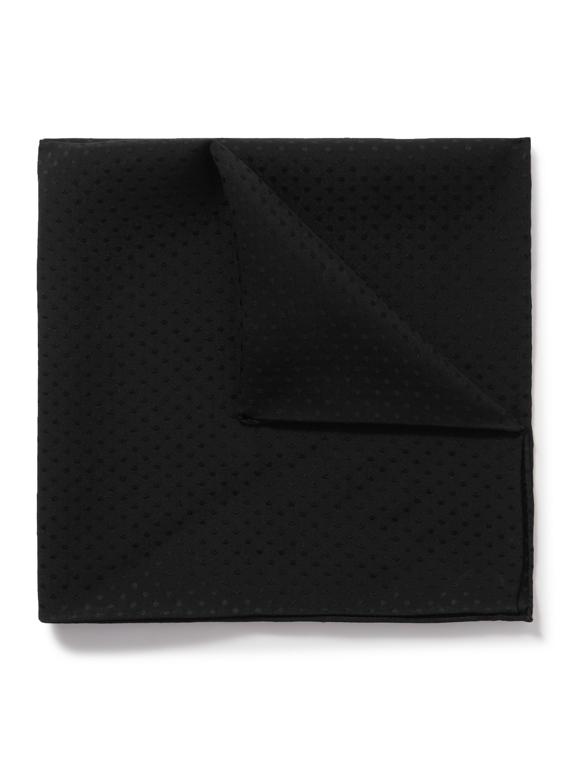 Tom Ford Polka-dot Silk Pocket Square In Black