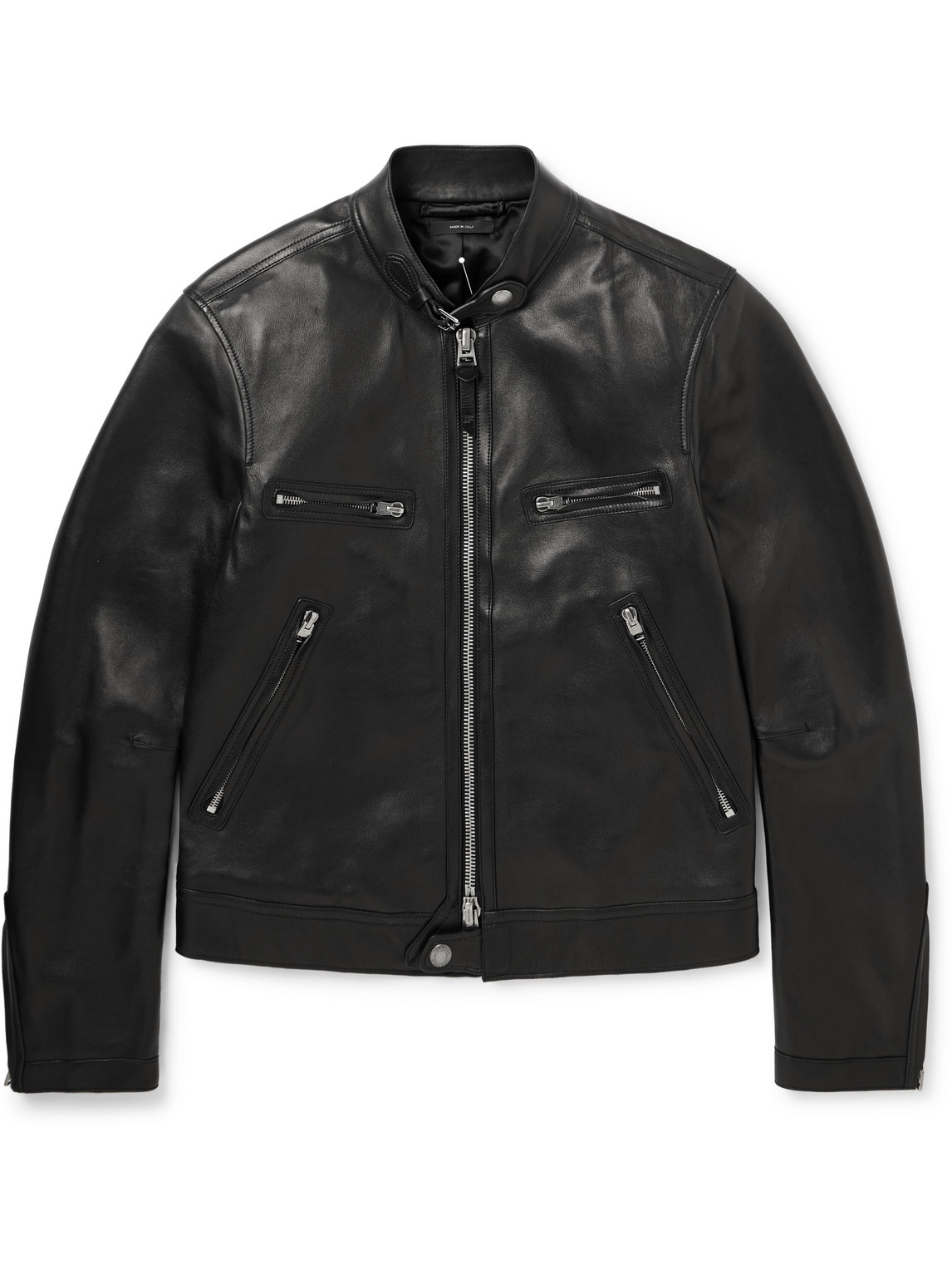 Tom Ford Black Zip Leather Jacket In Lb999 Black