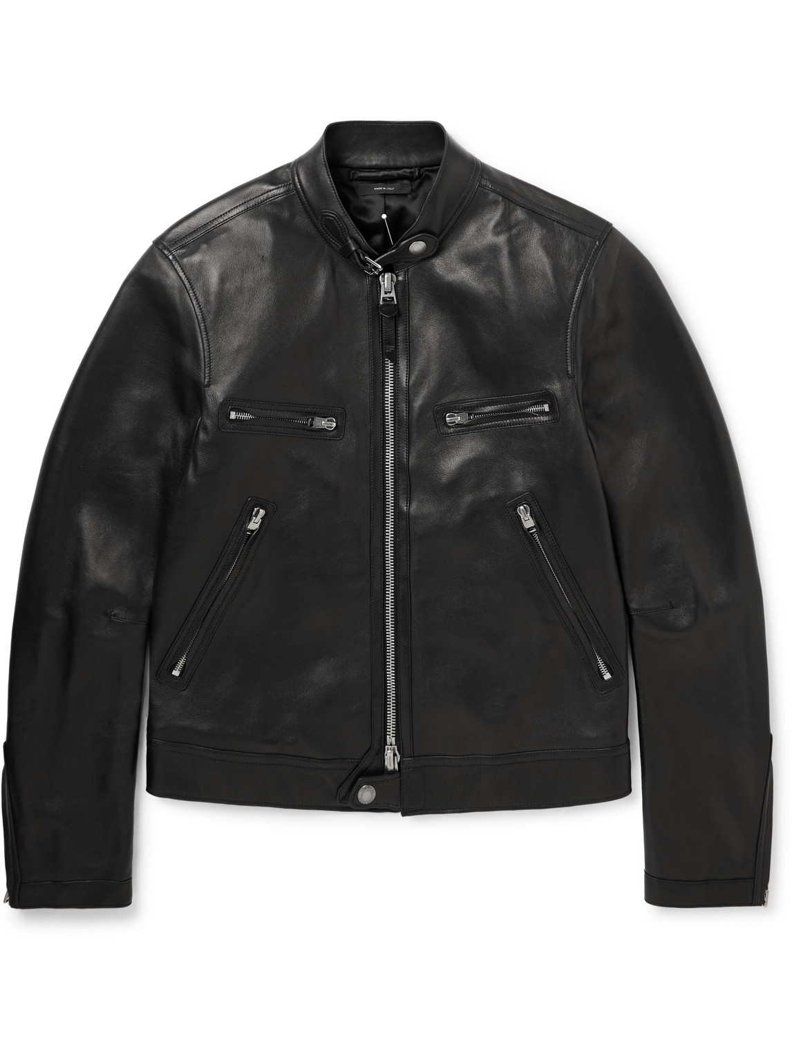 Slim-Fit Full-Grain Leather Biker Jacket