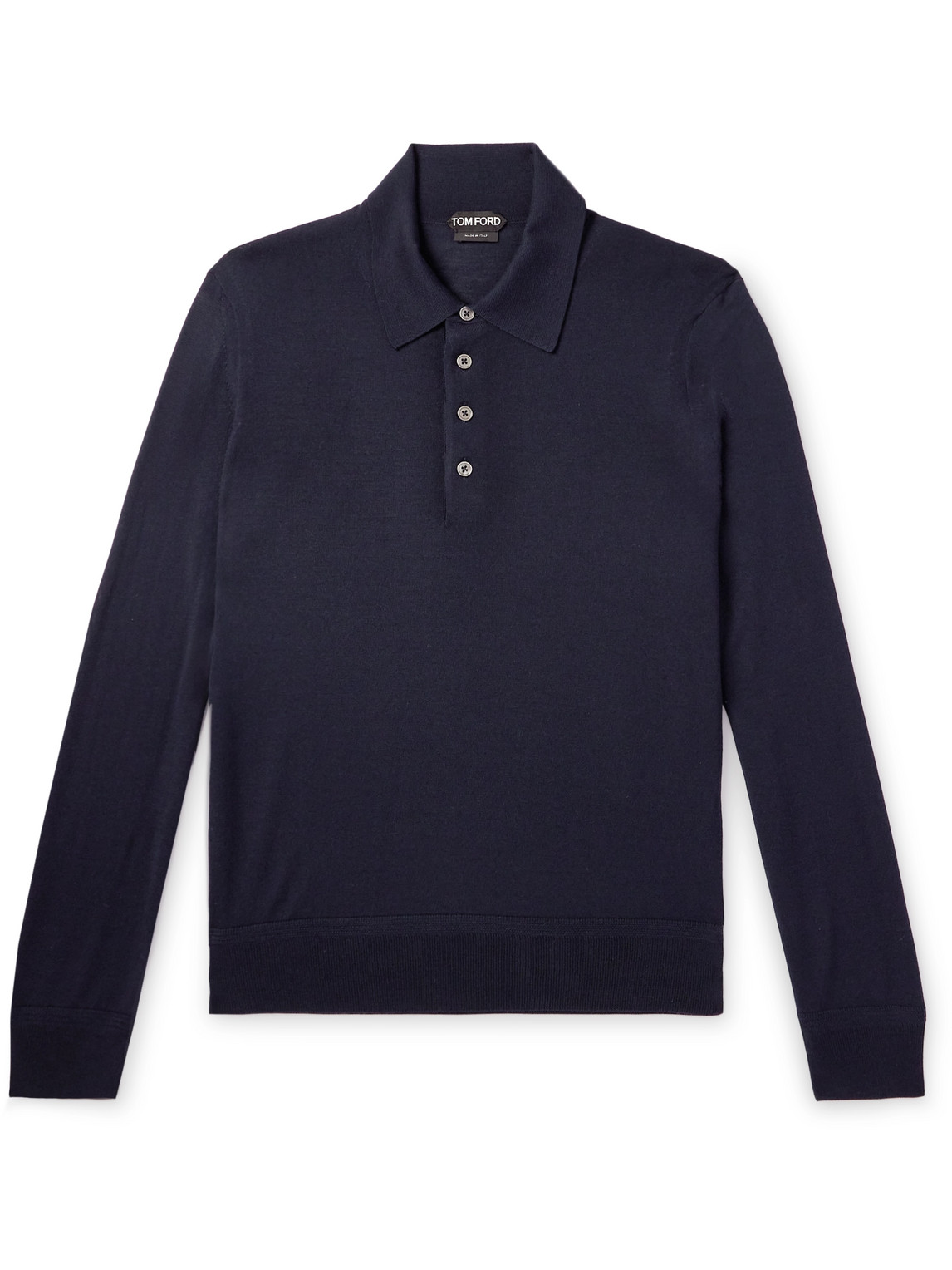 Tom Ford Slim-fit Wool Polo Shirt In Blue