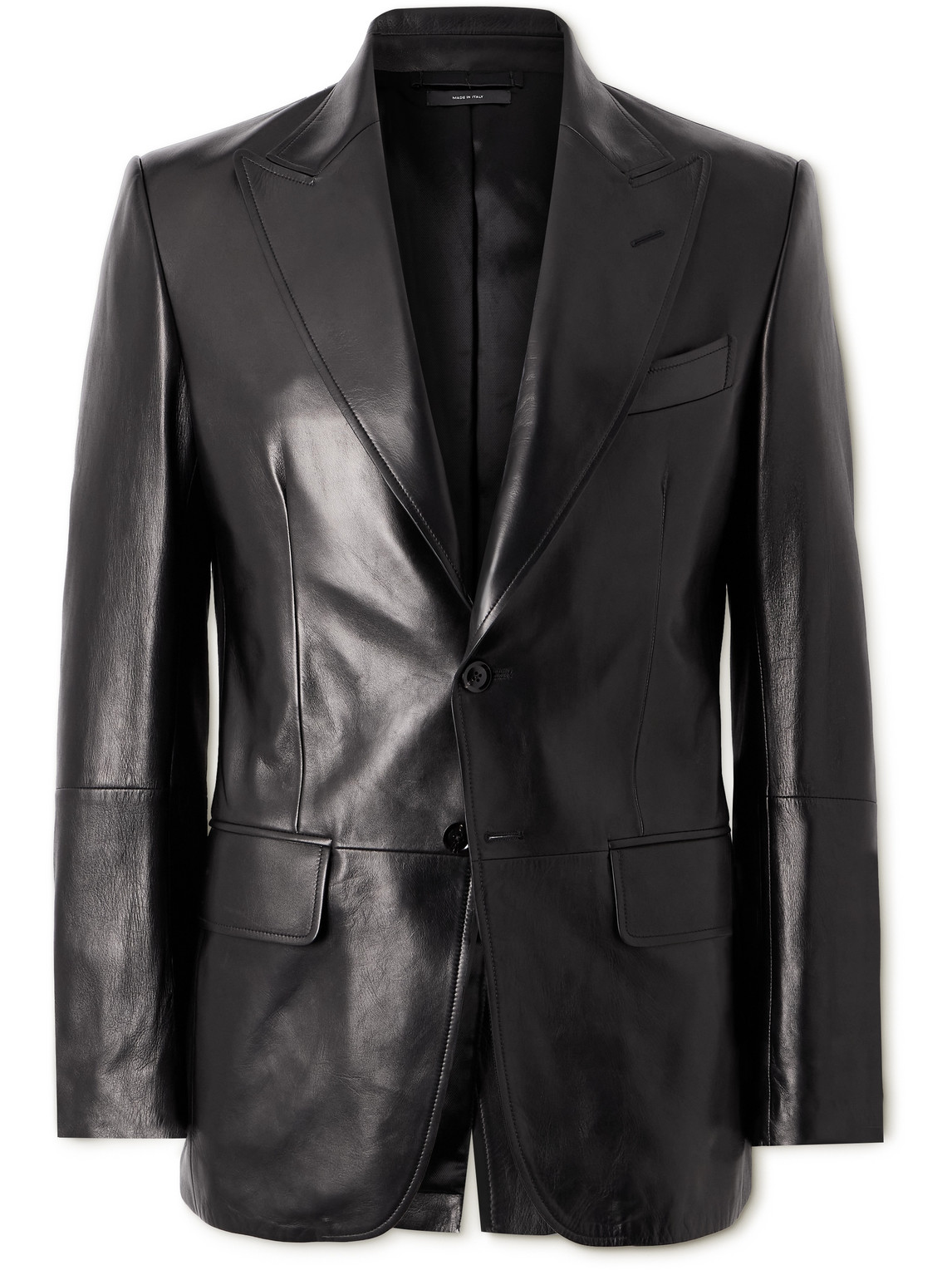 Tom Ford Slim-fit Leather Blazer In Black