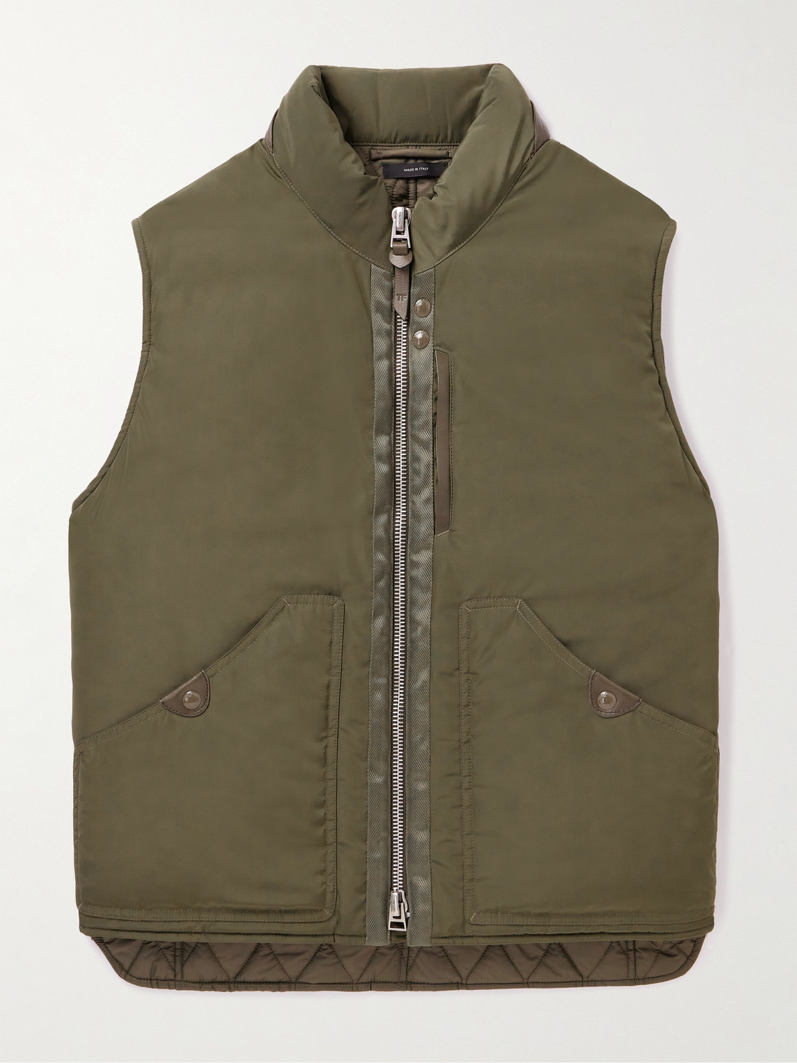 Tom Ford Padded Shell Gilet In Green
