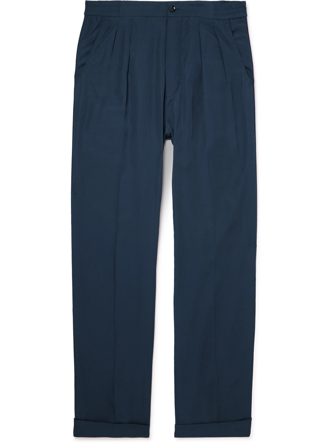 Straight-Leg Pleated Lyocell Pyjama Trousers