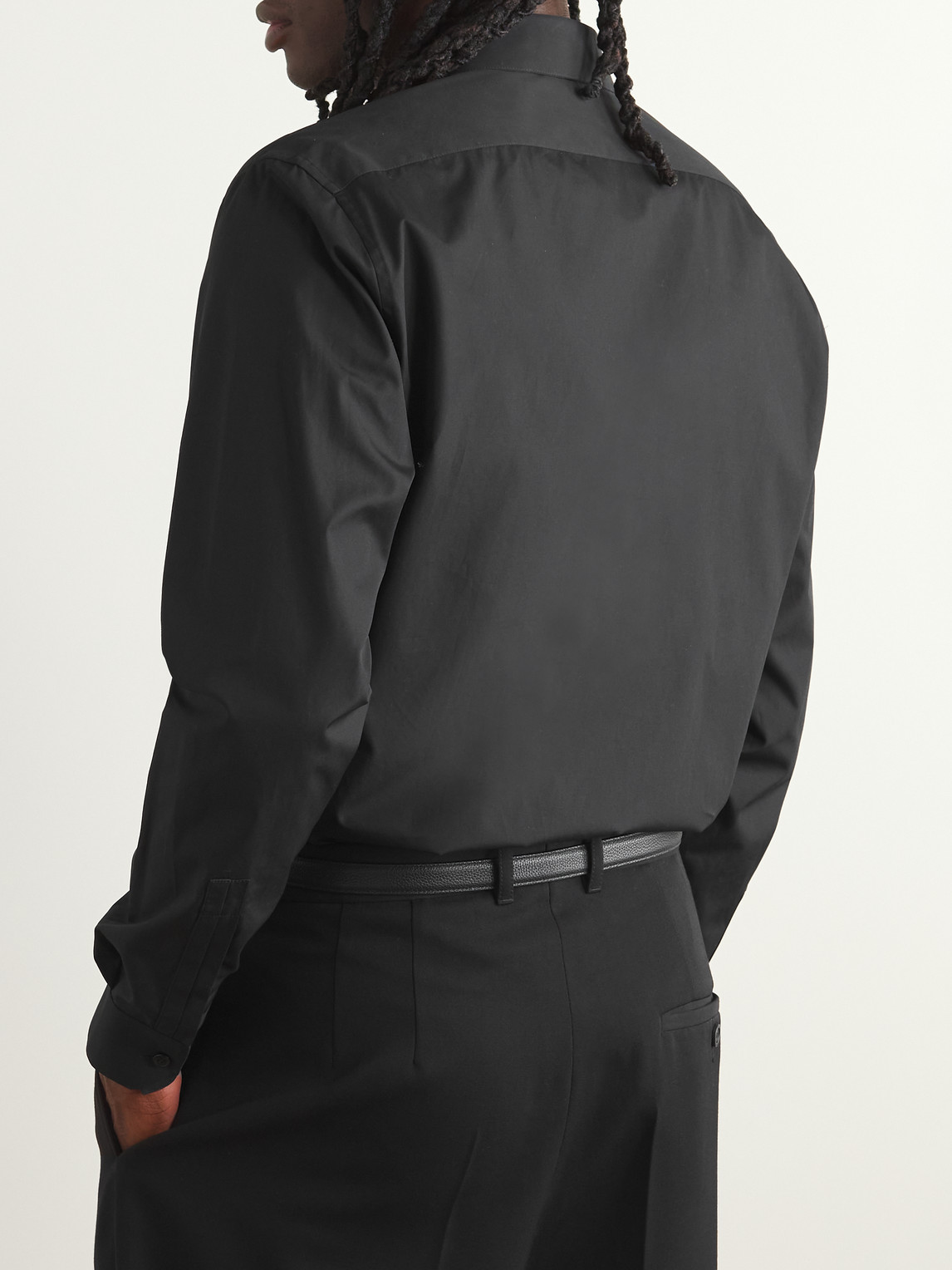 Shop Saint Laurent Slim-fit Cotton Shirt In Black