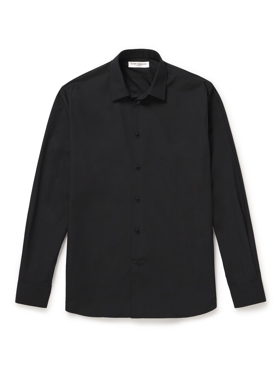 Shop Saint Laurent Slim-fit Cotton Shirt In Black