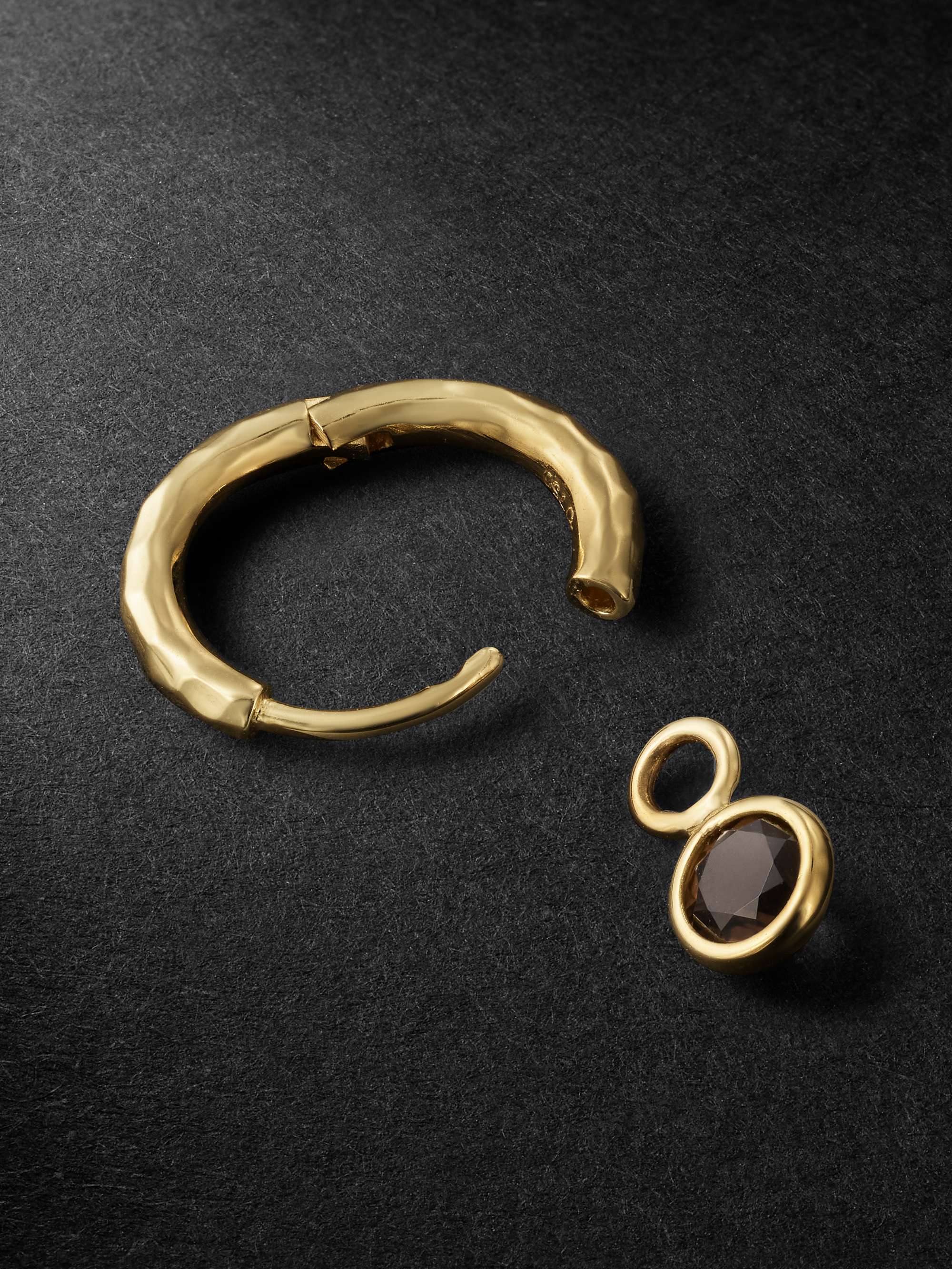 OCTAVIA ELIZABETH Nesting Gem Gold Quartz Single Hoop Earring