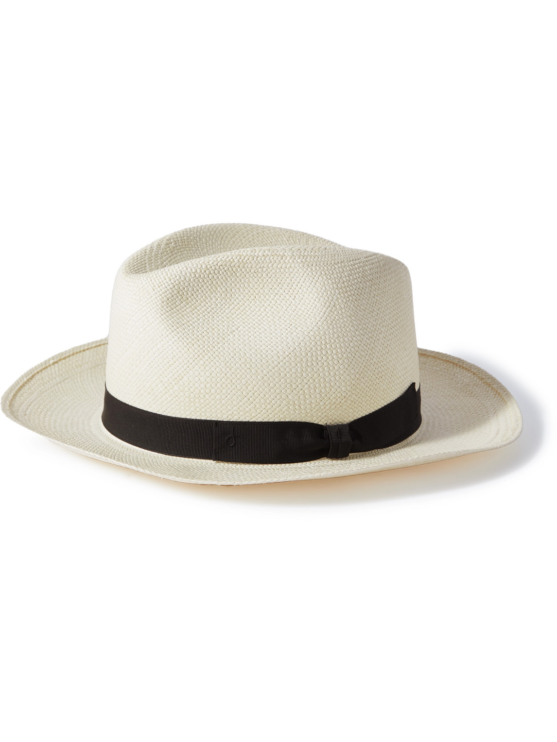 Anderson & Sheppard Grosgrain-trimmed Straw Panama Hat In Neutrals