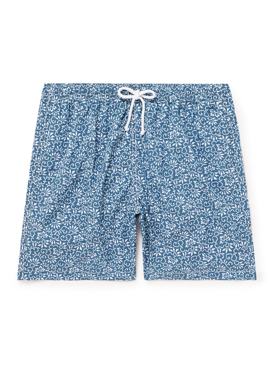 Anderson & Sheppard Straight-leg Mid-length Printed Swim Shorts In Blue
