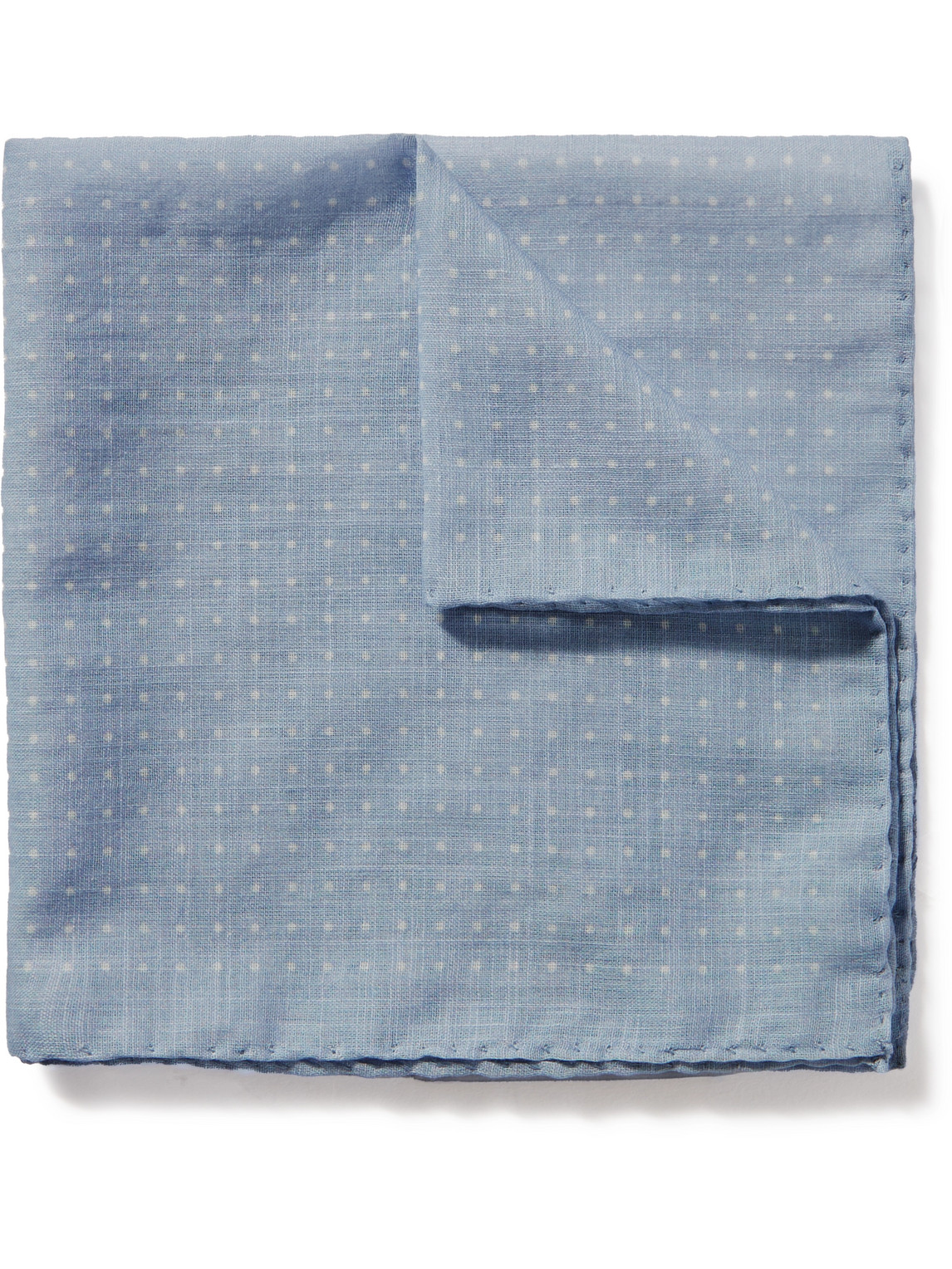 Anderson & Sheppard Polka-dot Cotton Pocket Square In Blue