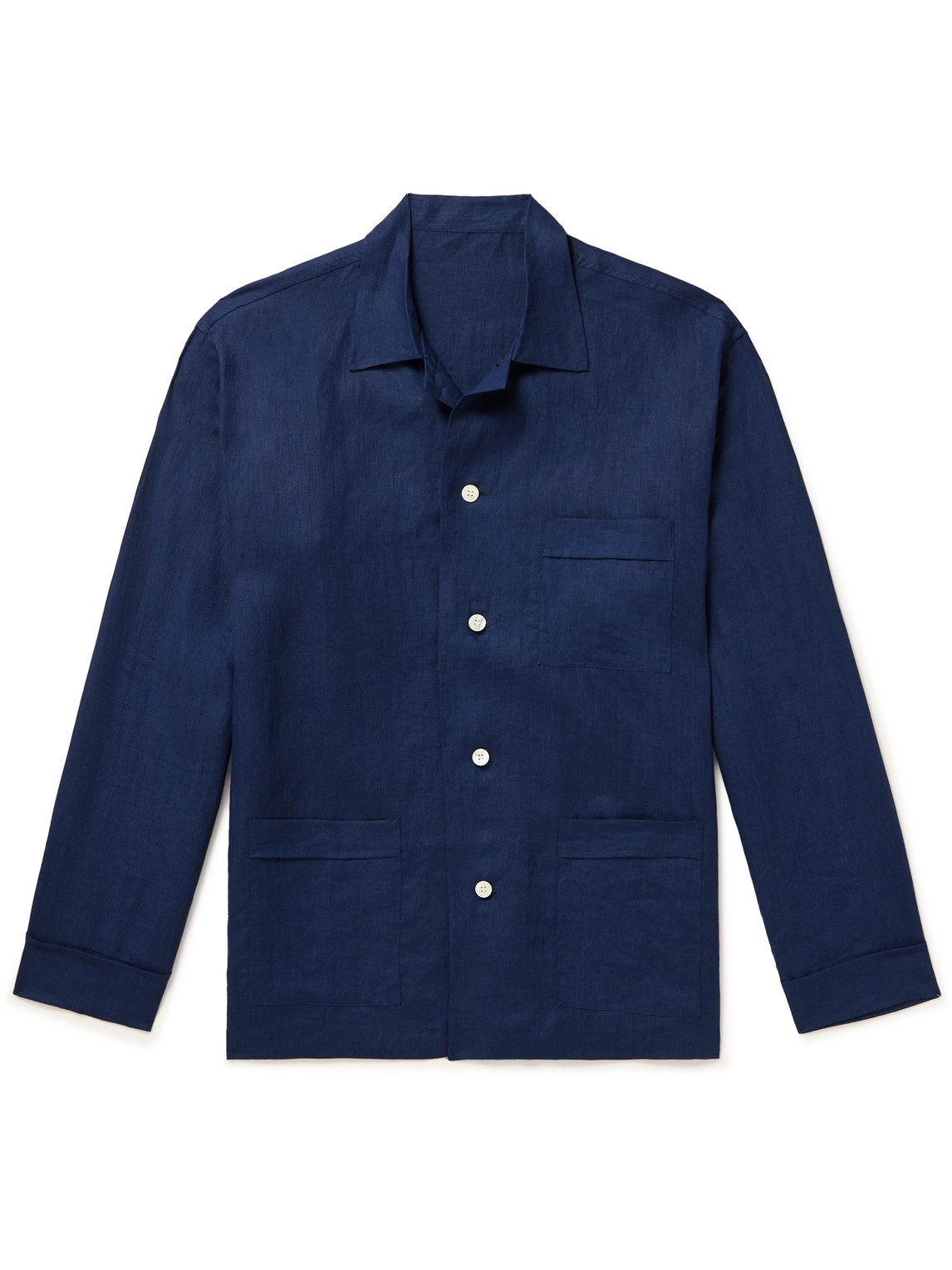 Anderson & Sheppard Linen Overshirt In Blue