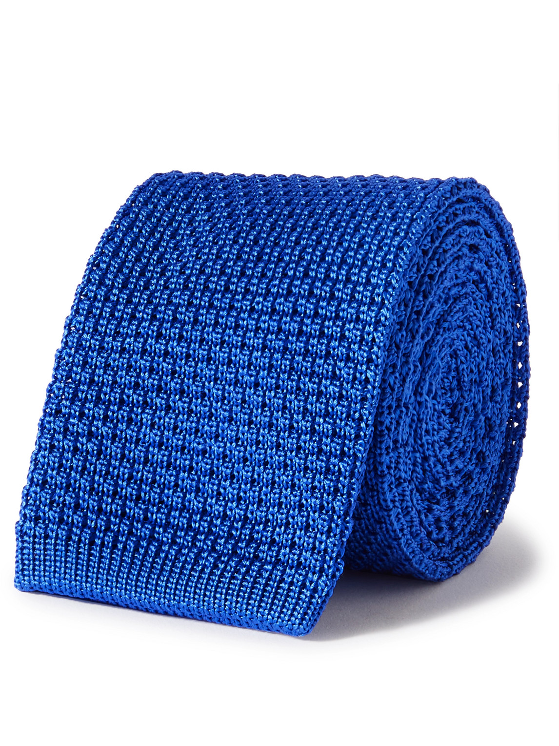 Anderson & Sheppard 6.5cm Knitted Silk Tie In Blue