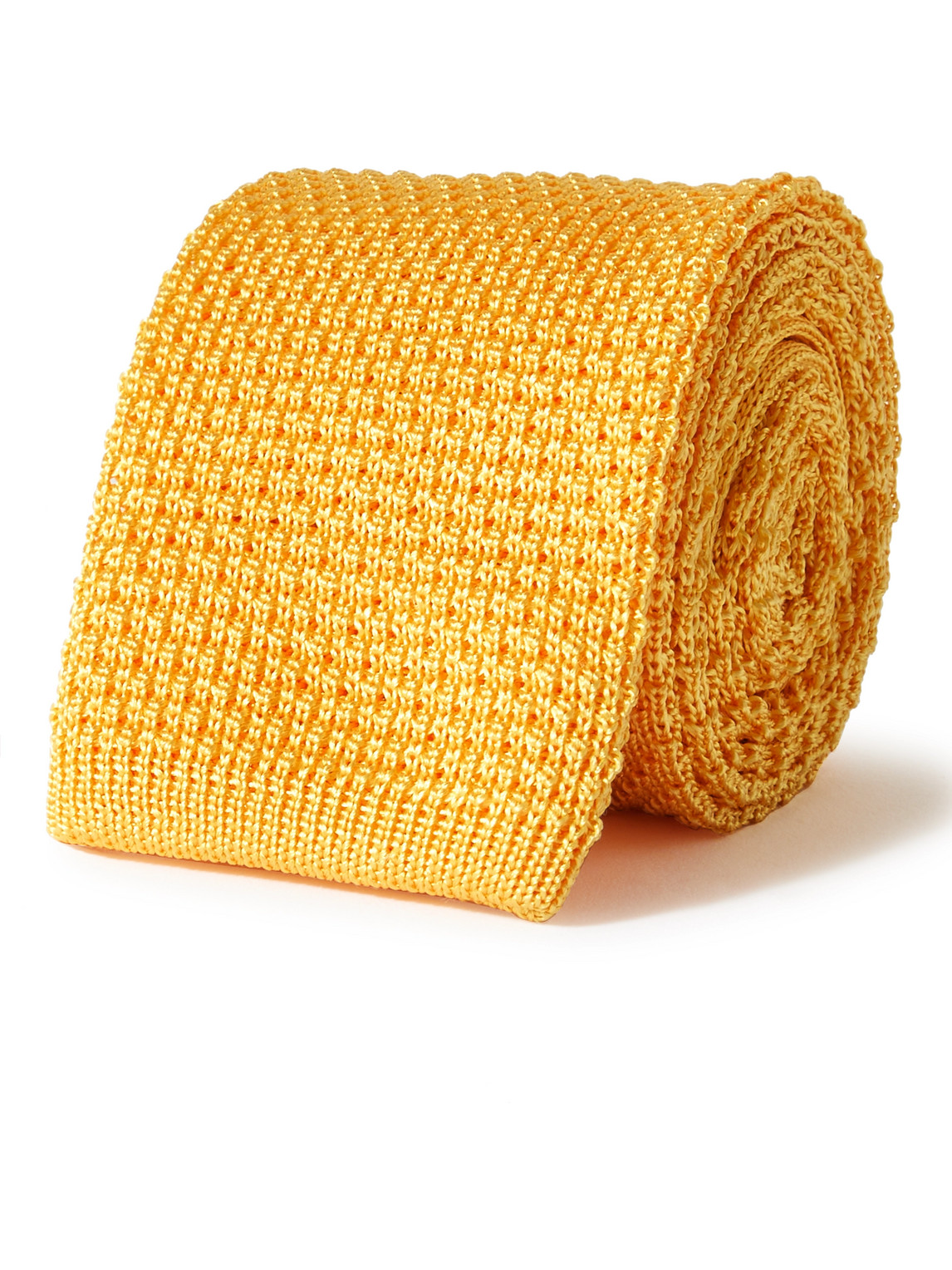 Anderson & Sheppard 6.5cm Knitted Silk Tie In Yellow