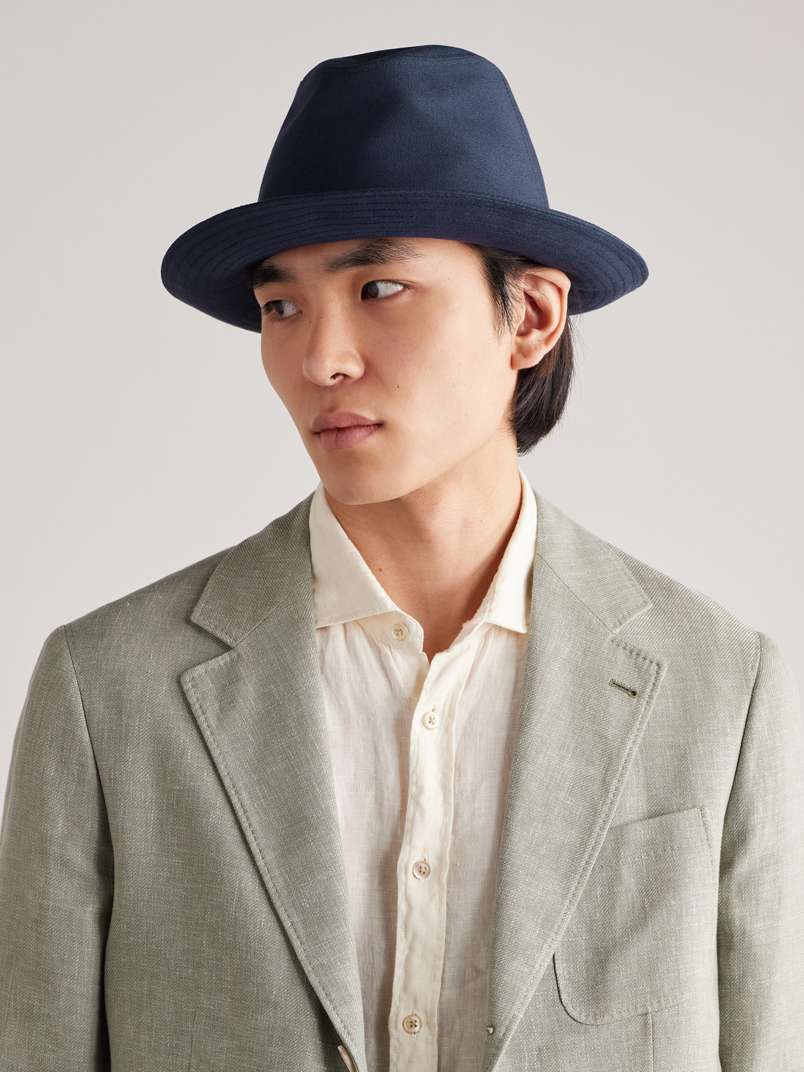 Shop Anderson & Sheppard Cotton Bucket Hat In Blue