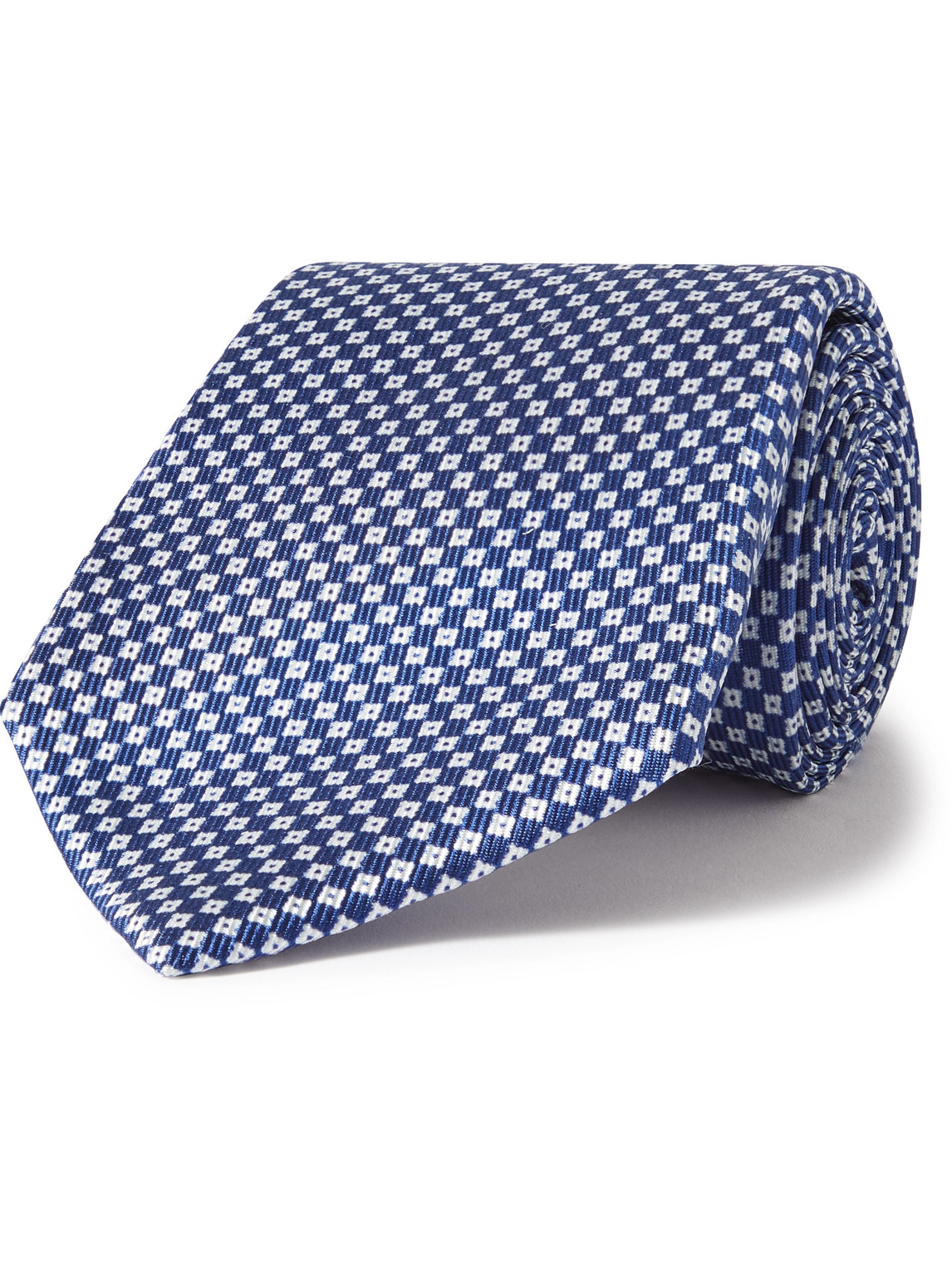 Anderson & Sheppard Silk-jacquard Tie In Blue