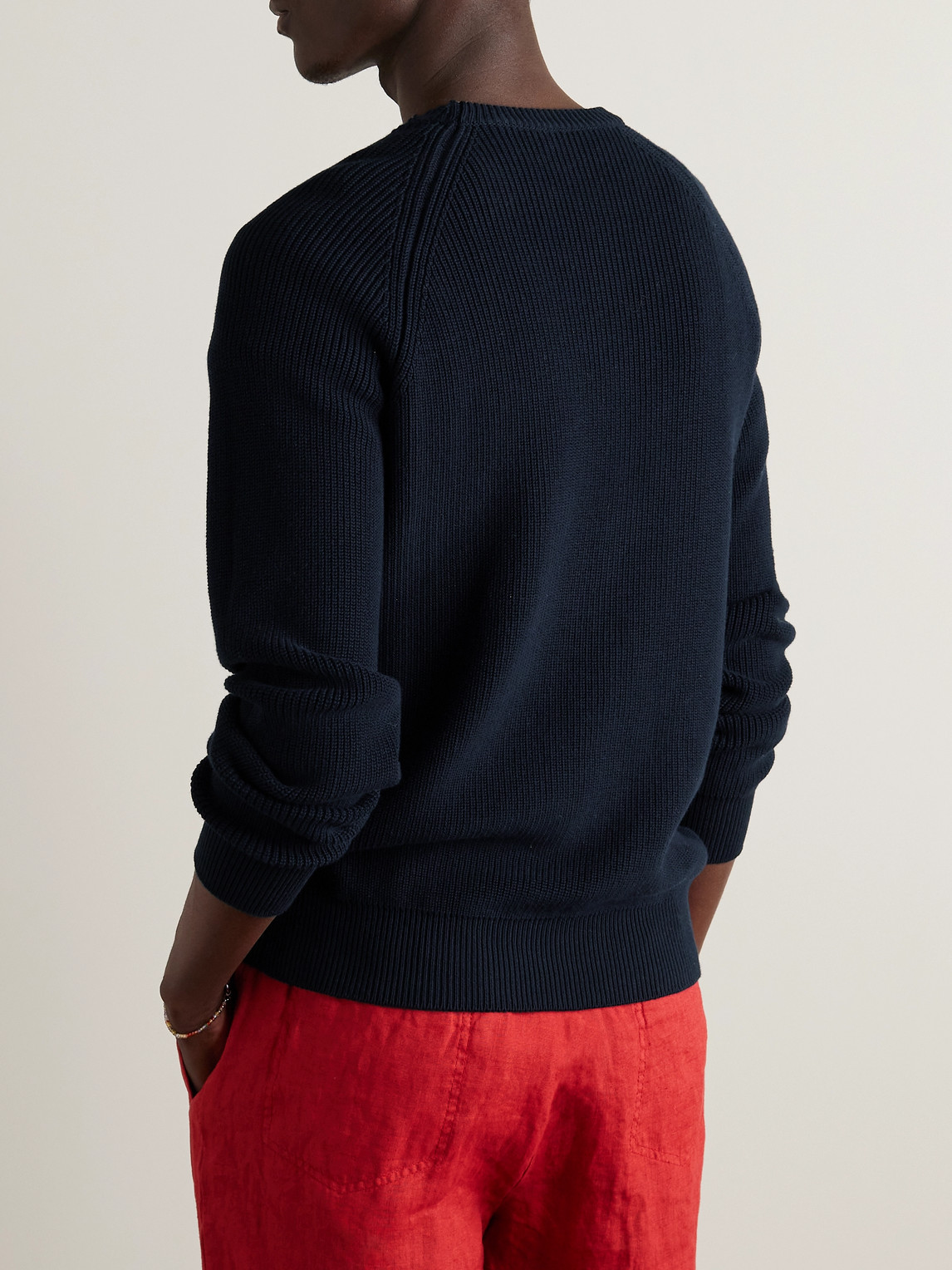 Anderson & Sheppard Ribbed Cotton Sweater In Blue