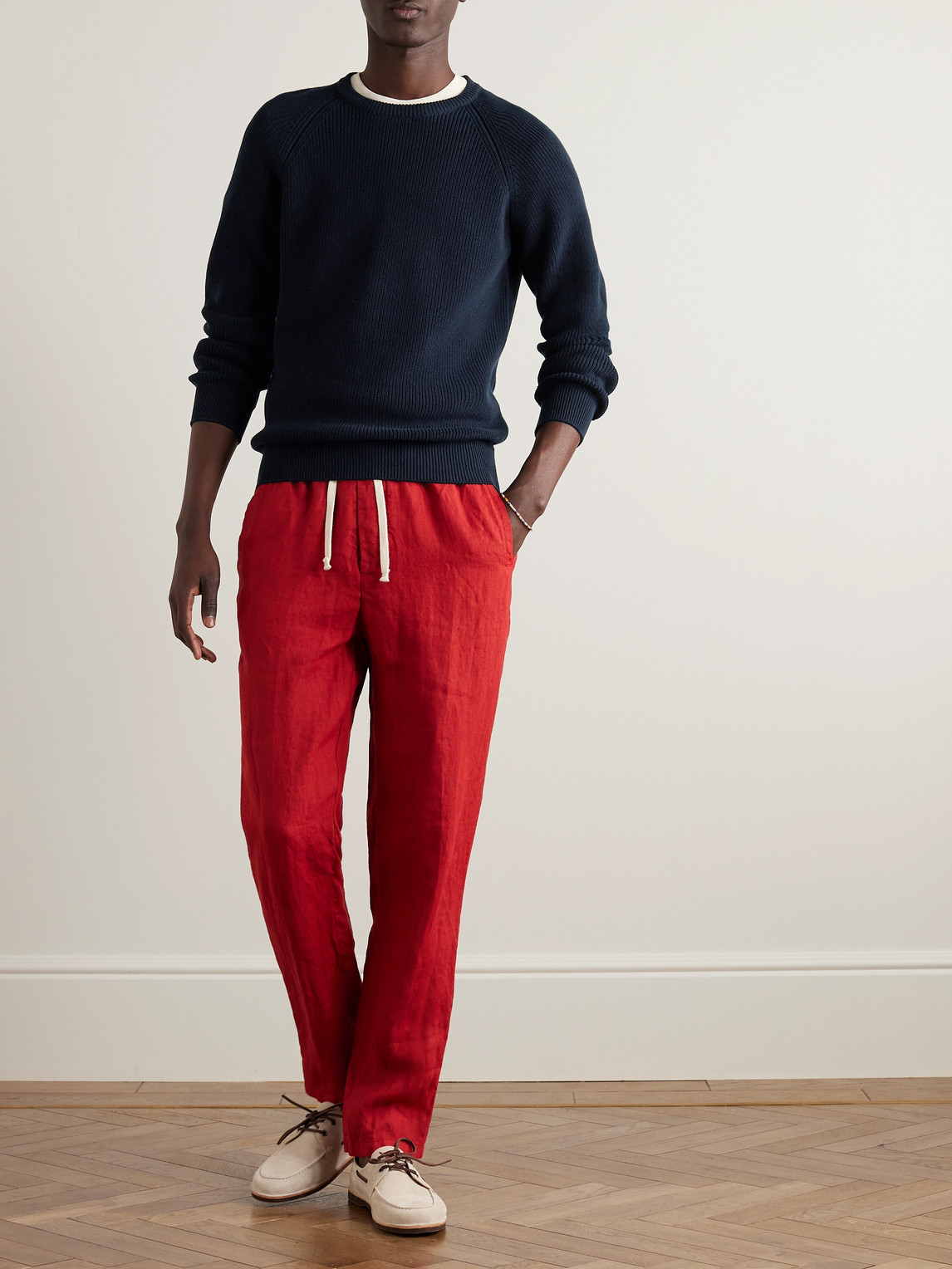 Anderson & Sheppard Ribbed Cotton Sweater In Blue