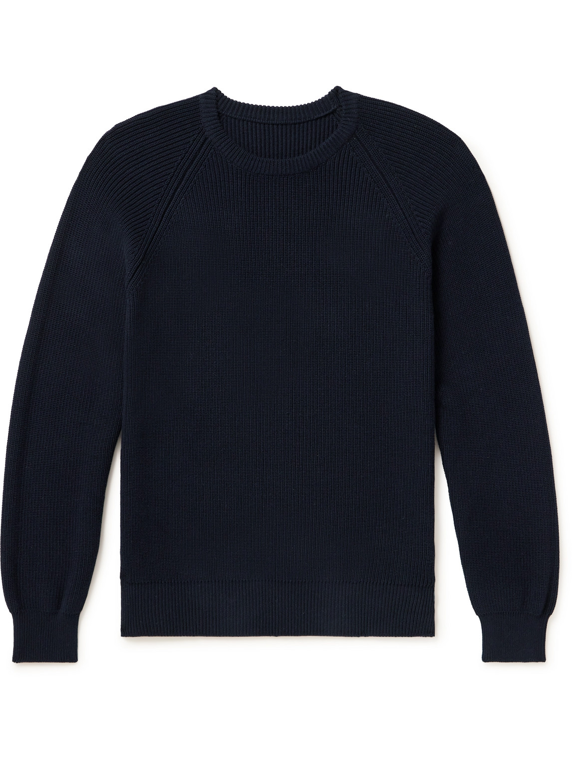 Anderson & Sheppard Ribbed Cotton Sweater In Blue