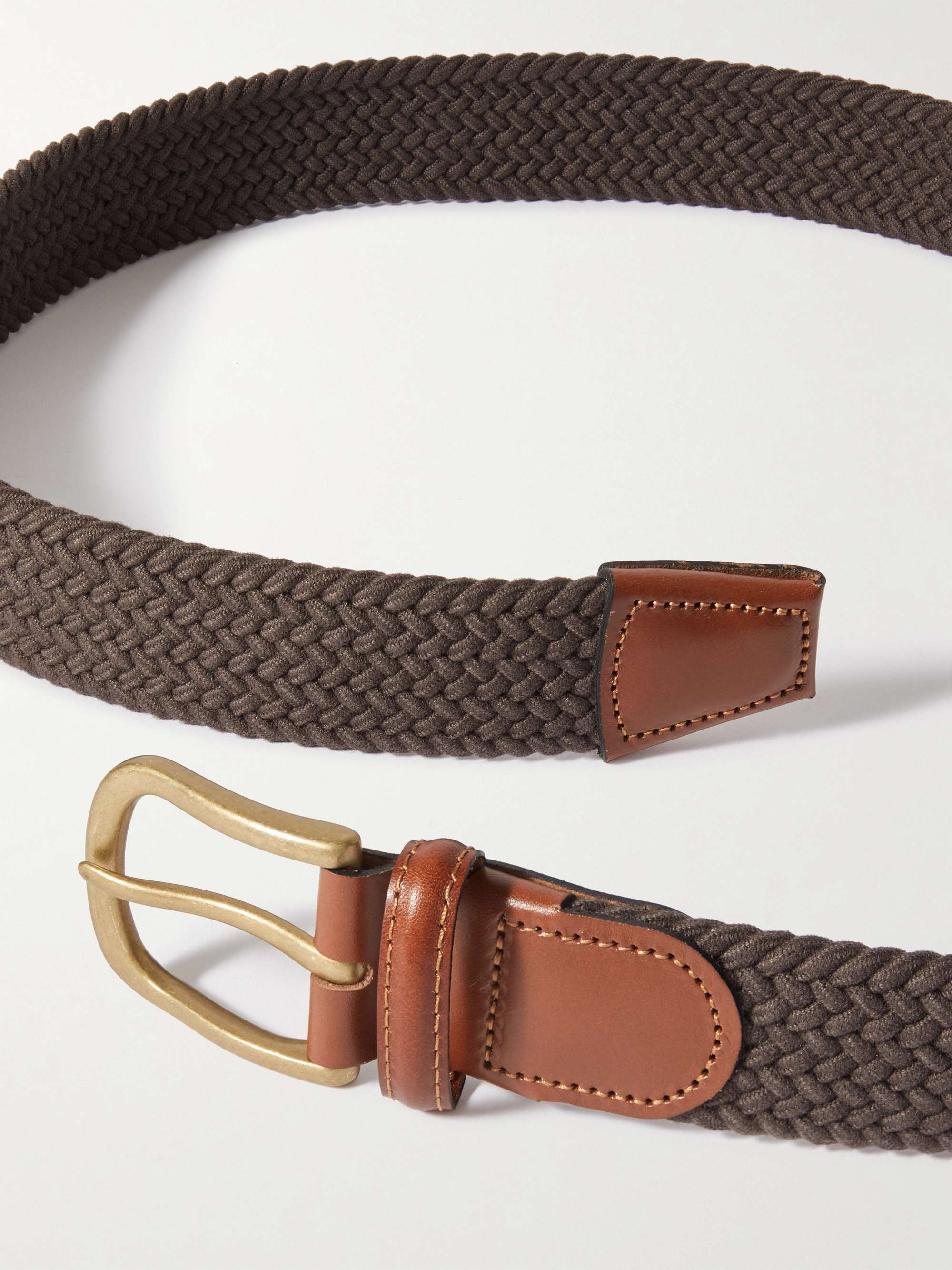 Anderson's 3.5cm Woven Leather Belt - Men - Brown Belts