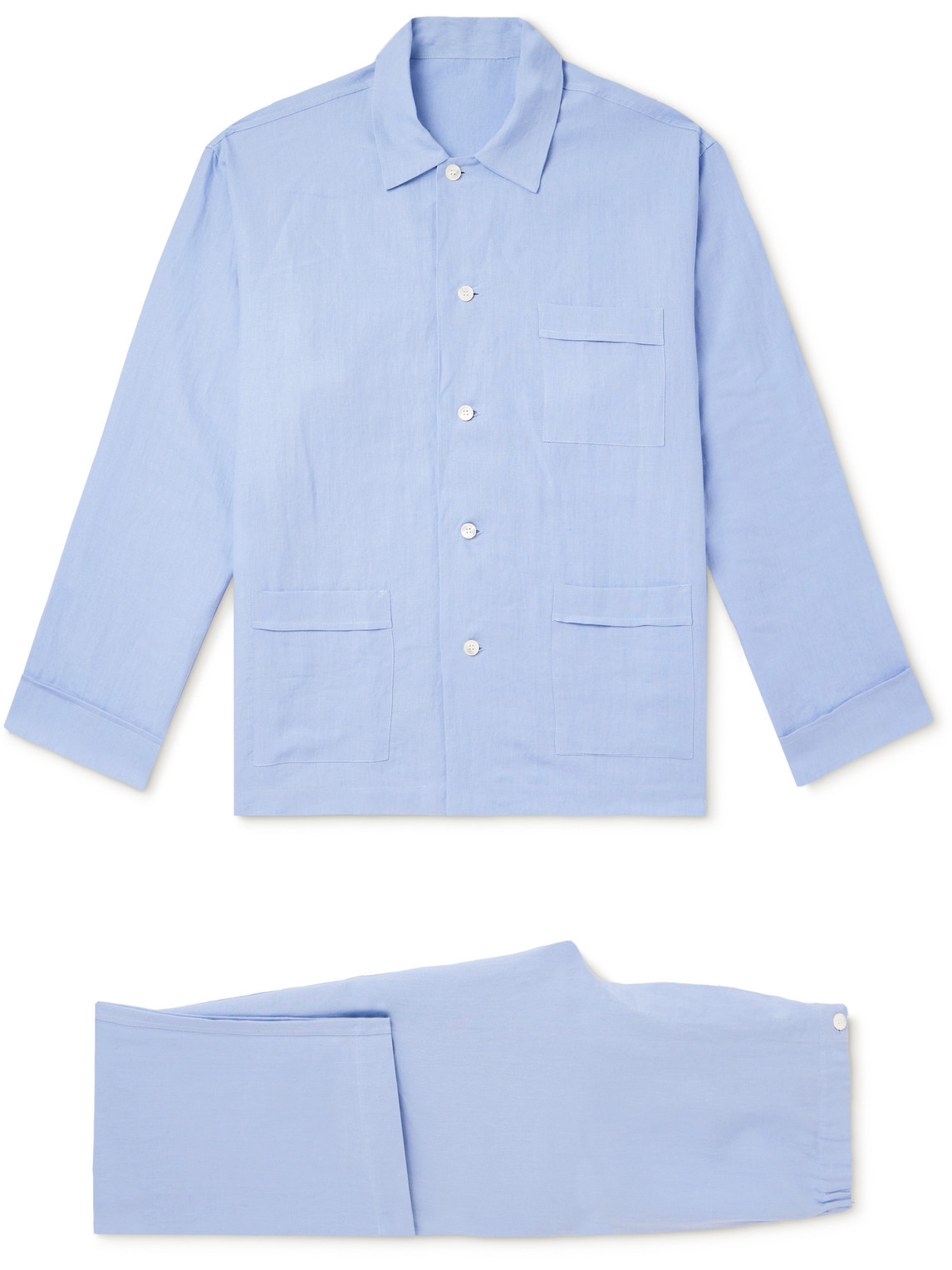 Anderson & Sheppard Linen Pyjama Set In Blue