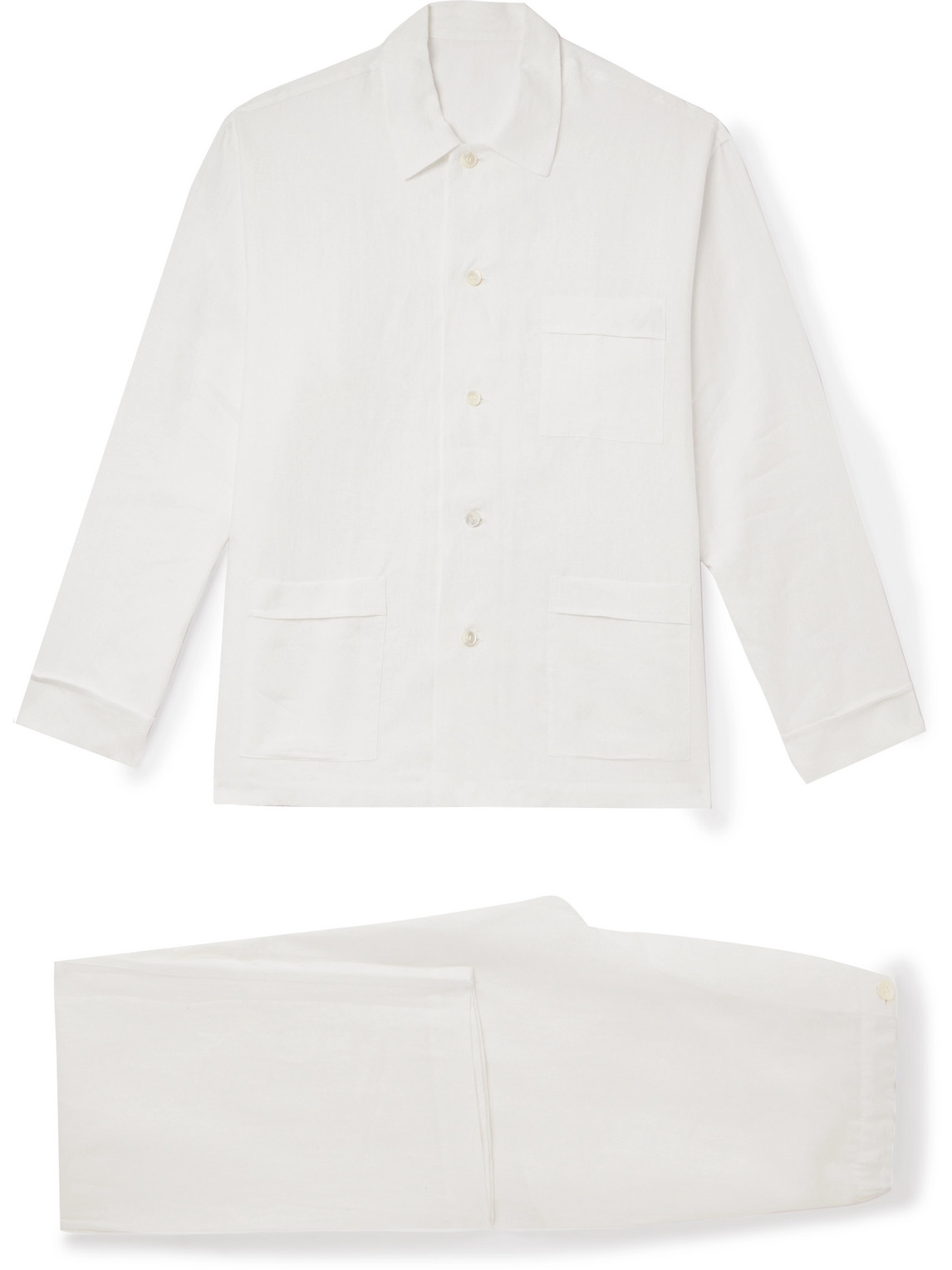Anderson & Sheppard Linen Pyjama Set In White