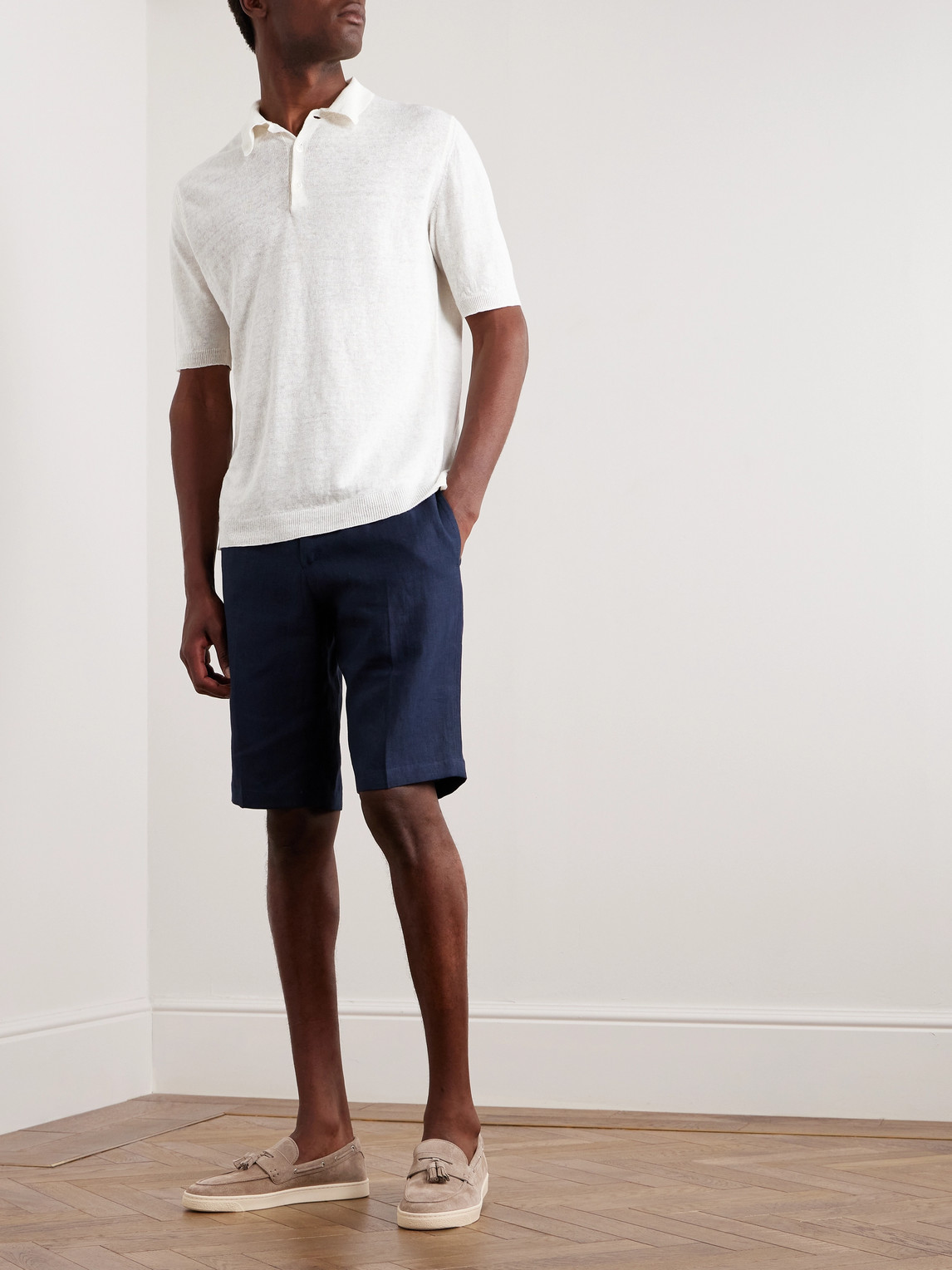Anderson & Sheppard Linen Polo Shirt In White