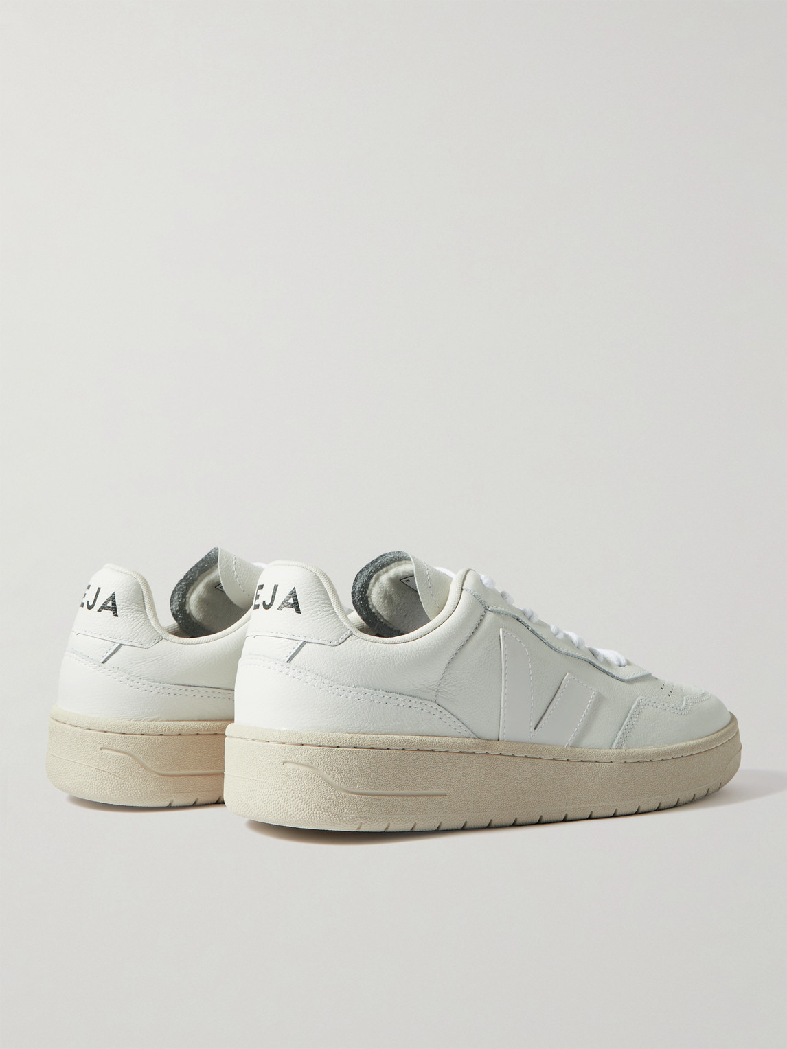 Shop Veja V-90 Leather Sneakers In White