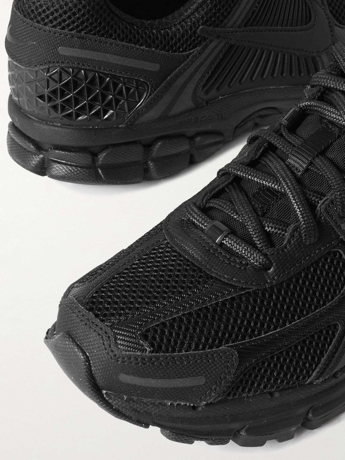 Shop Nike Zoom Vomero 5 Leather And Rubber-trimmed Mesh Sneakers In Black