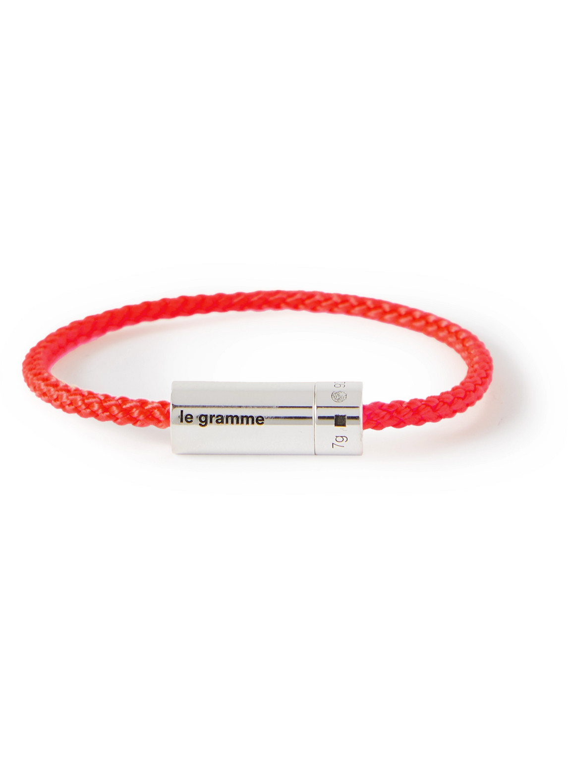 Le Gramme 7g Nato Sterling Silver And Cord Cable Bracelet In Red