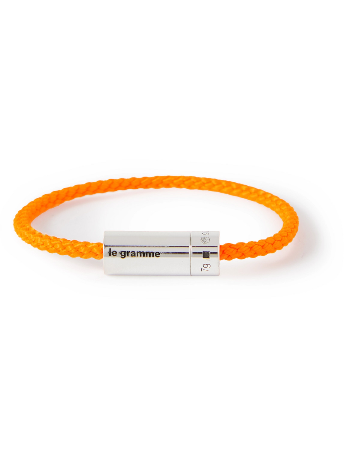 Le Gramme 7g Nato Sterling Silver And Cord Cable Bracelet In Orange