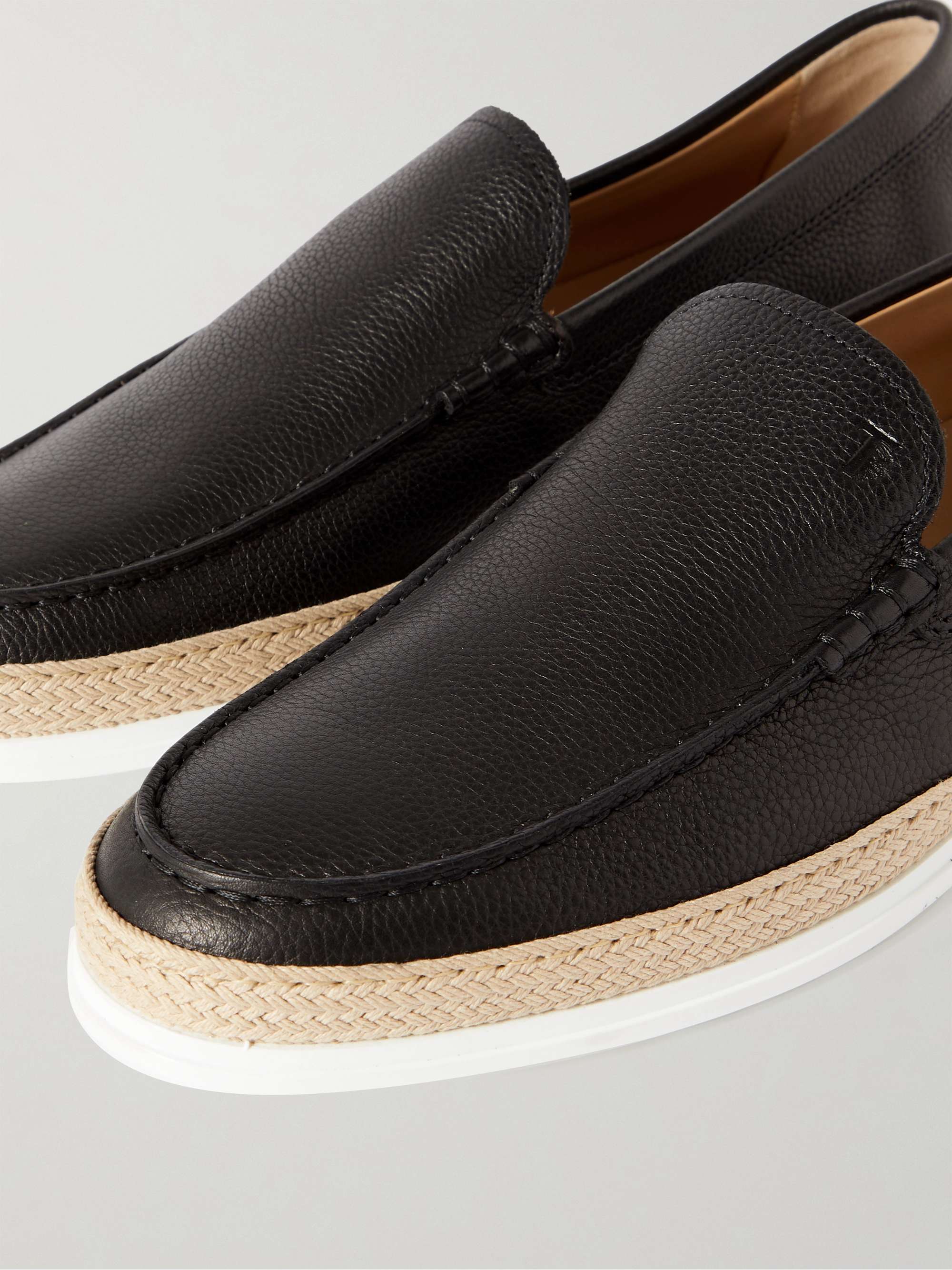 Tod#39;s logo-plaque leather espadrilles - Black