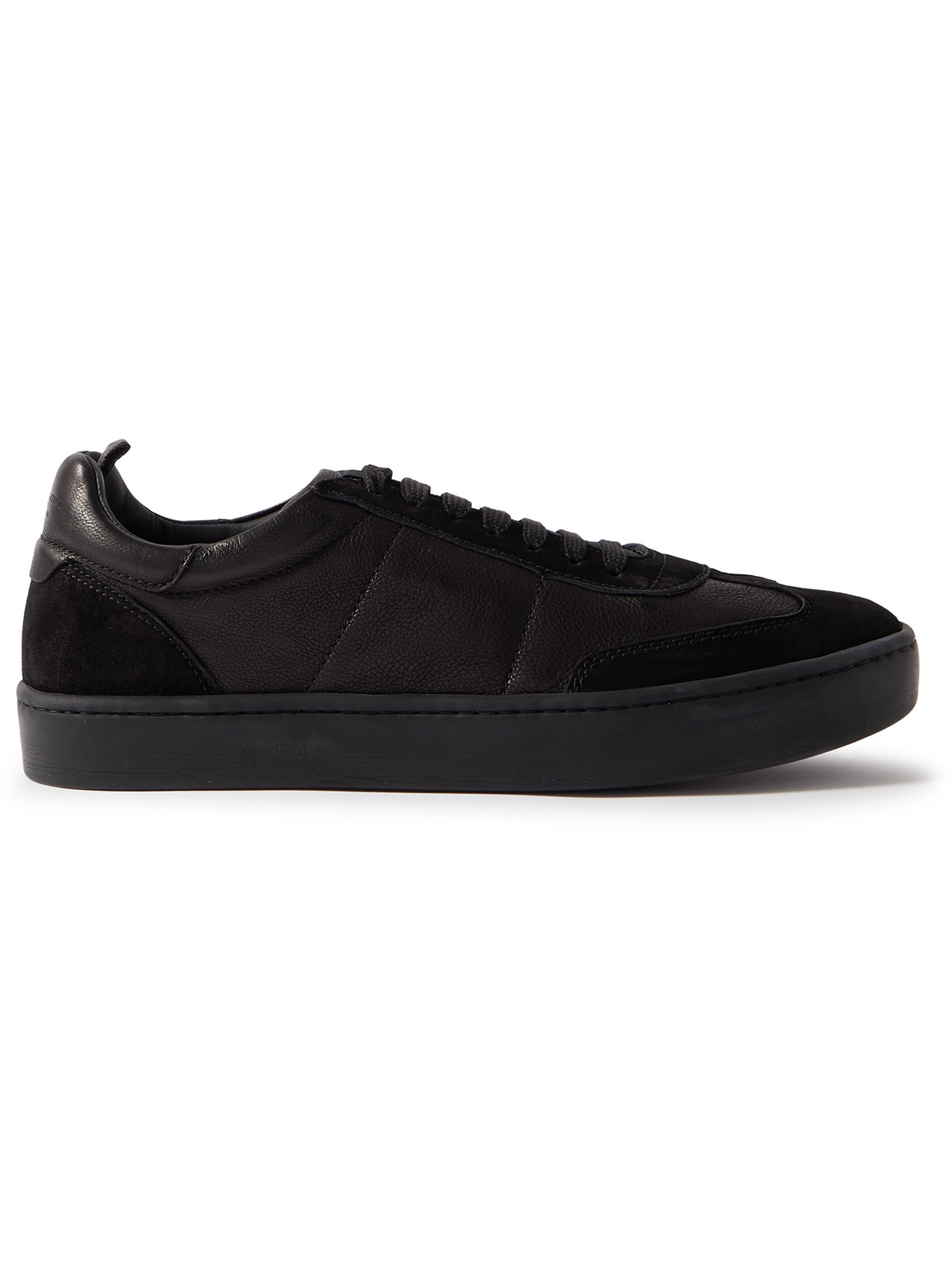OFFICINE CREATIVE KOMBO SUEDE-TRIMMED LEATHER SNEAKERS