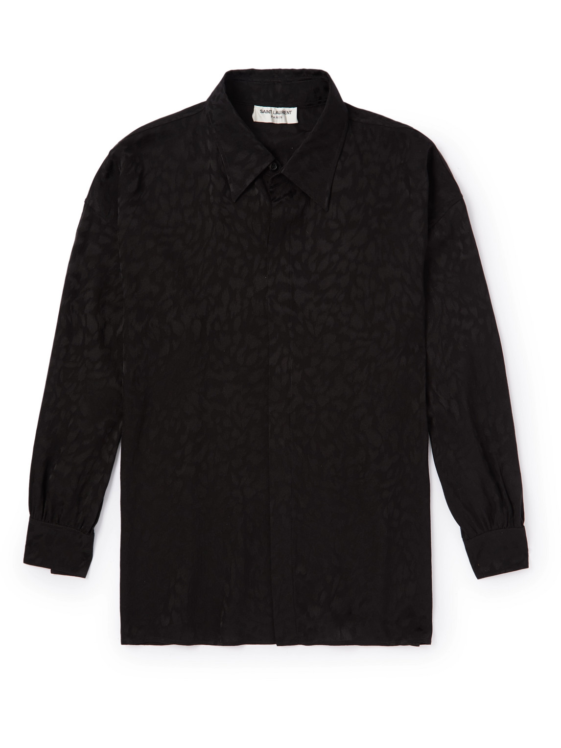 Saint Laurent Silk-jacquard Shirt In Black