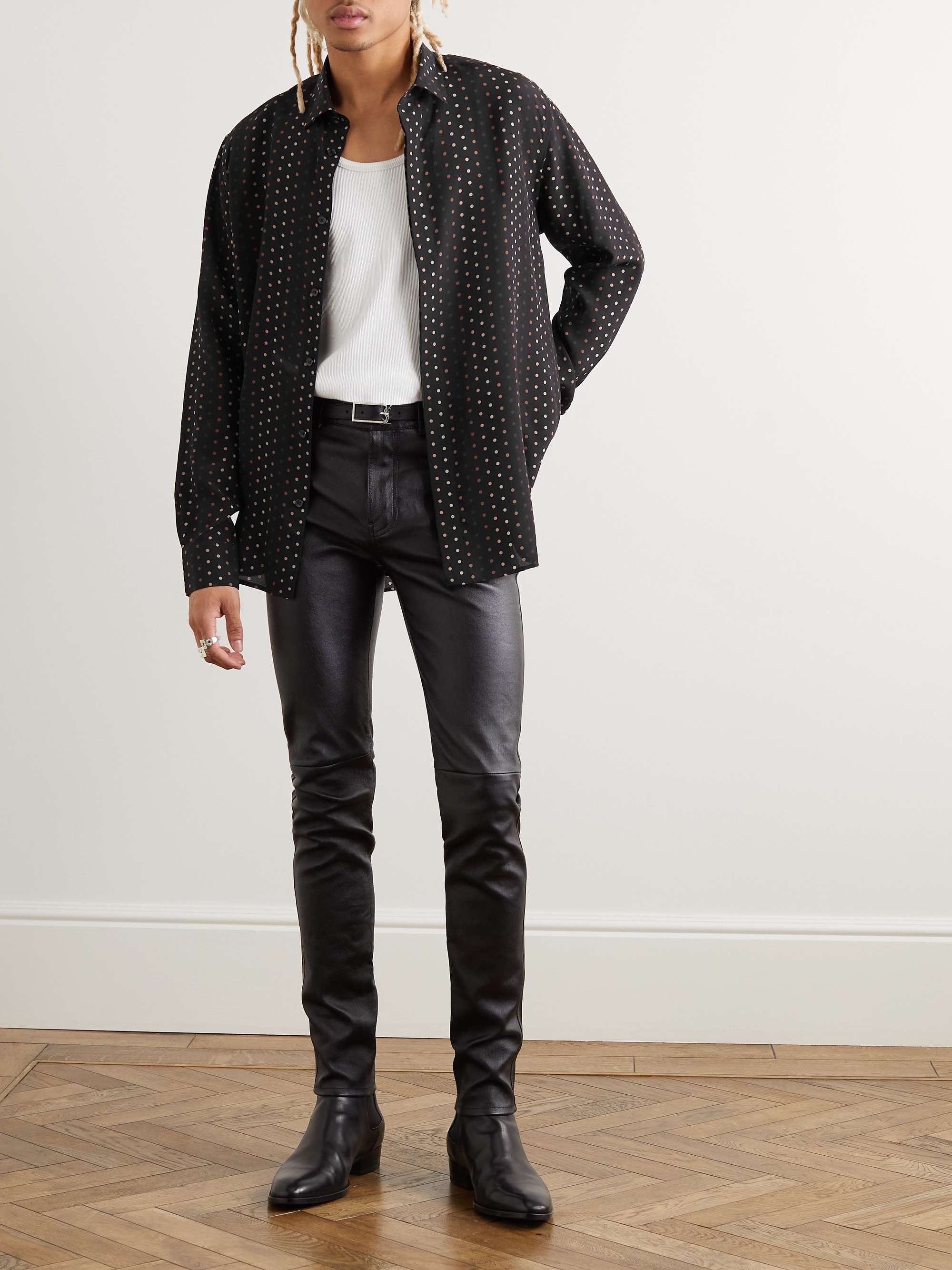 SAINT LAURENT Polka-Dot Silk Shirt