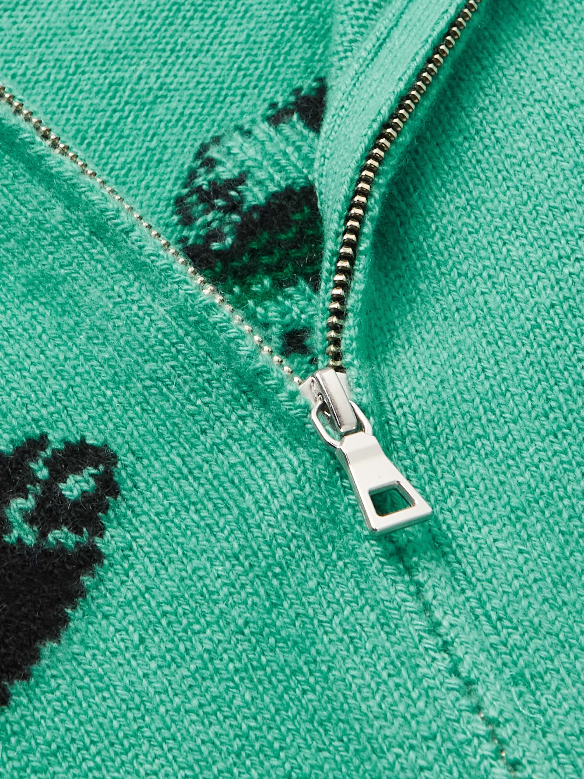 THE ELDER STATESMAN Sealife Jacquard-Knit Cashmere Zip-Up Sweater