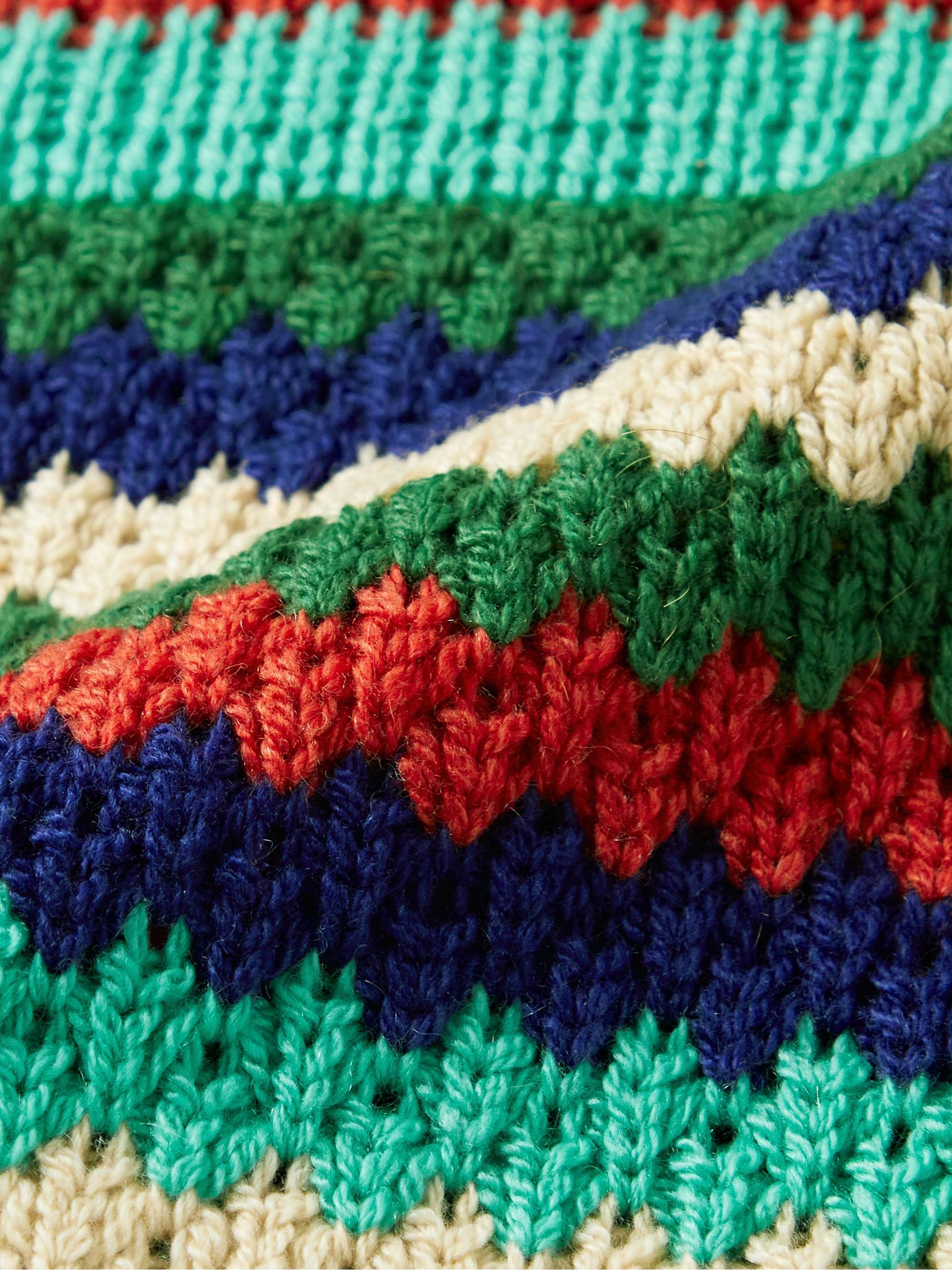 THE ELDER STATESMAN Striped Crochet-Knit Cashmere Sweater