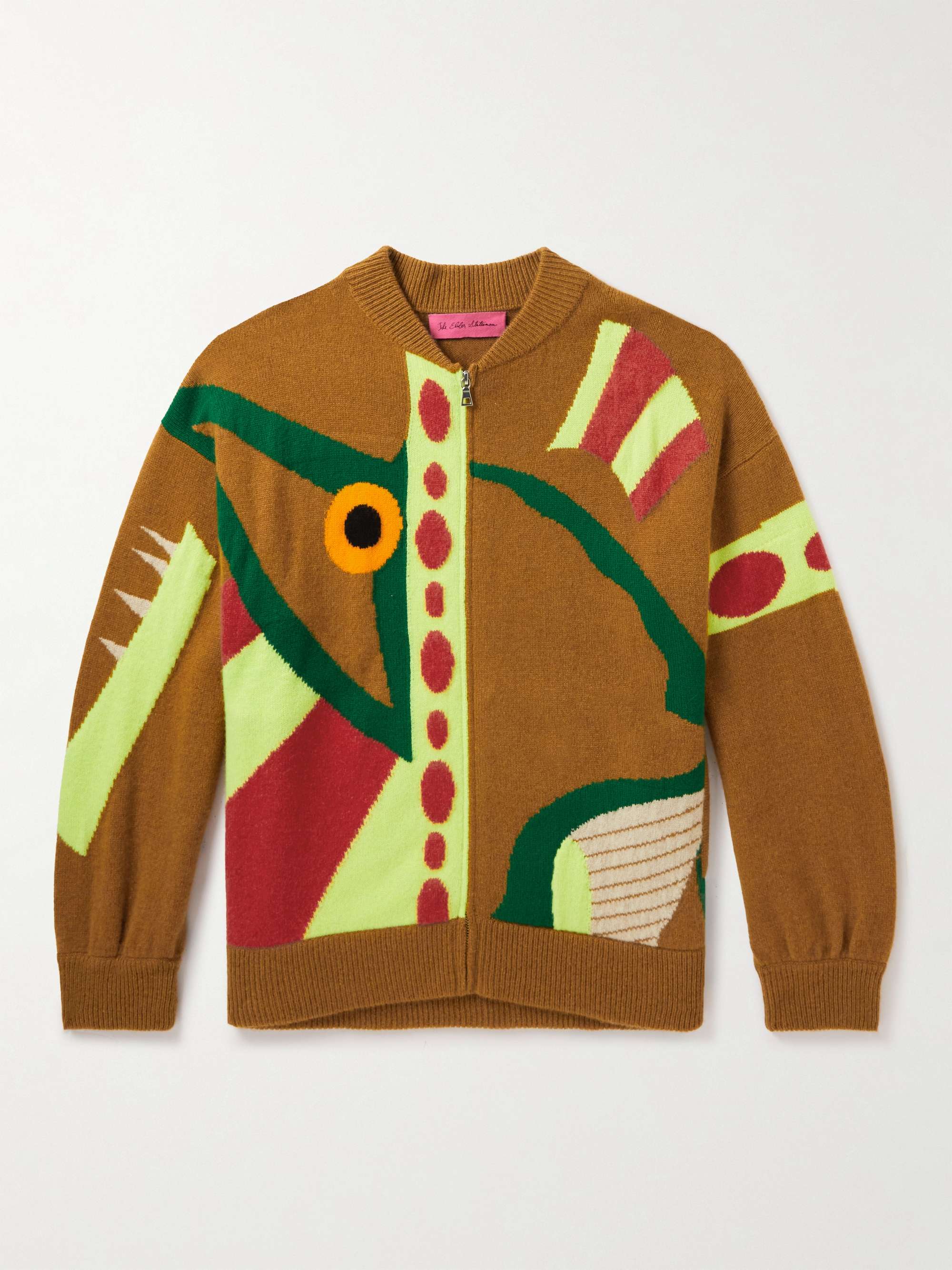 THE ELDER STATESMAN Sealife Jacquard-Knit Cashmere Zip-Up Sweater