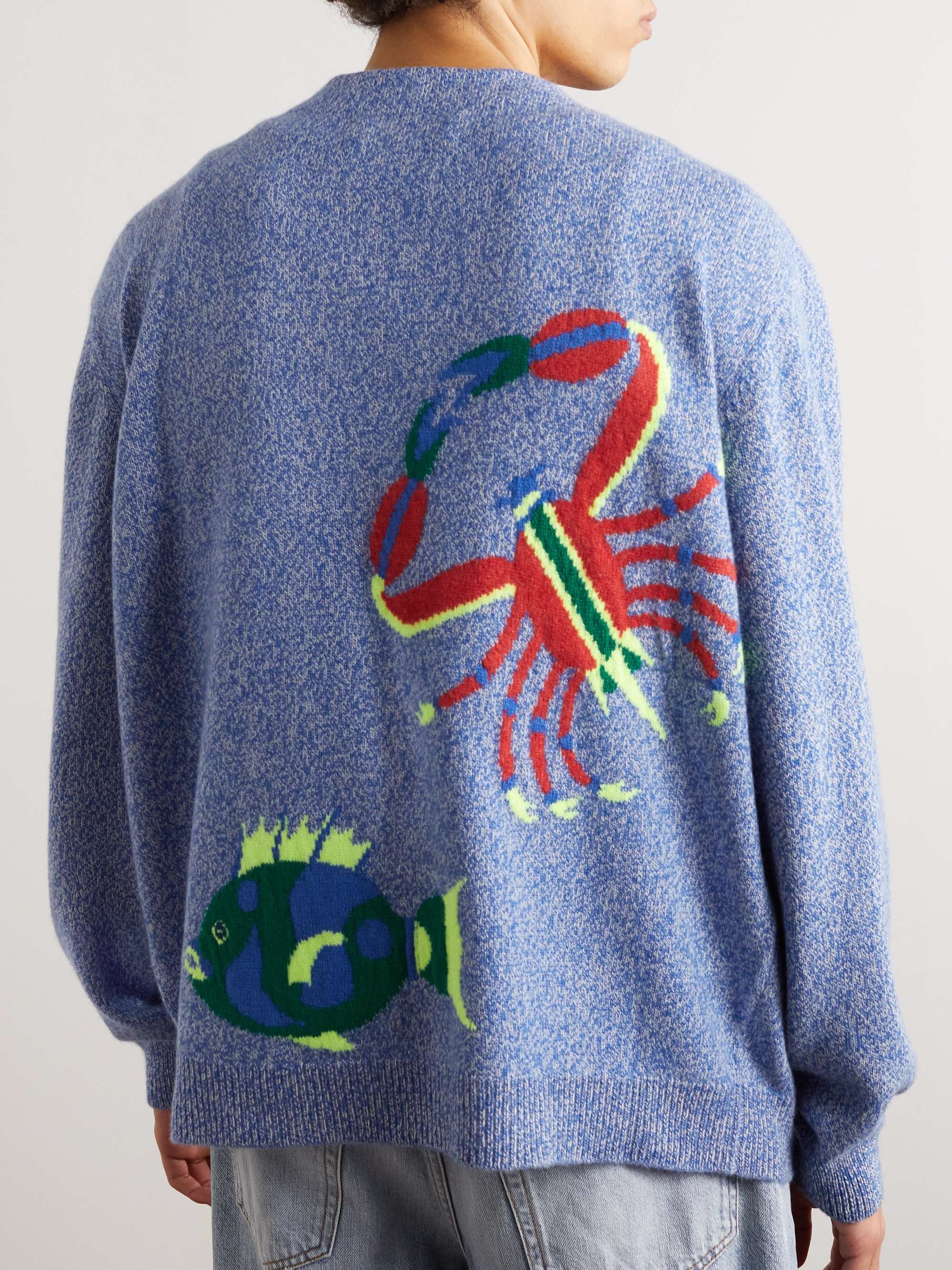 THE ELDER STATESMAN Sealife Jacquard-Knit Cashmere Cardigan