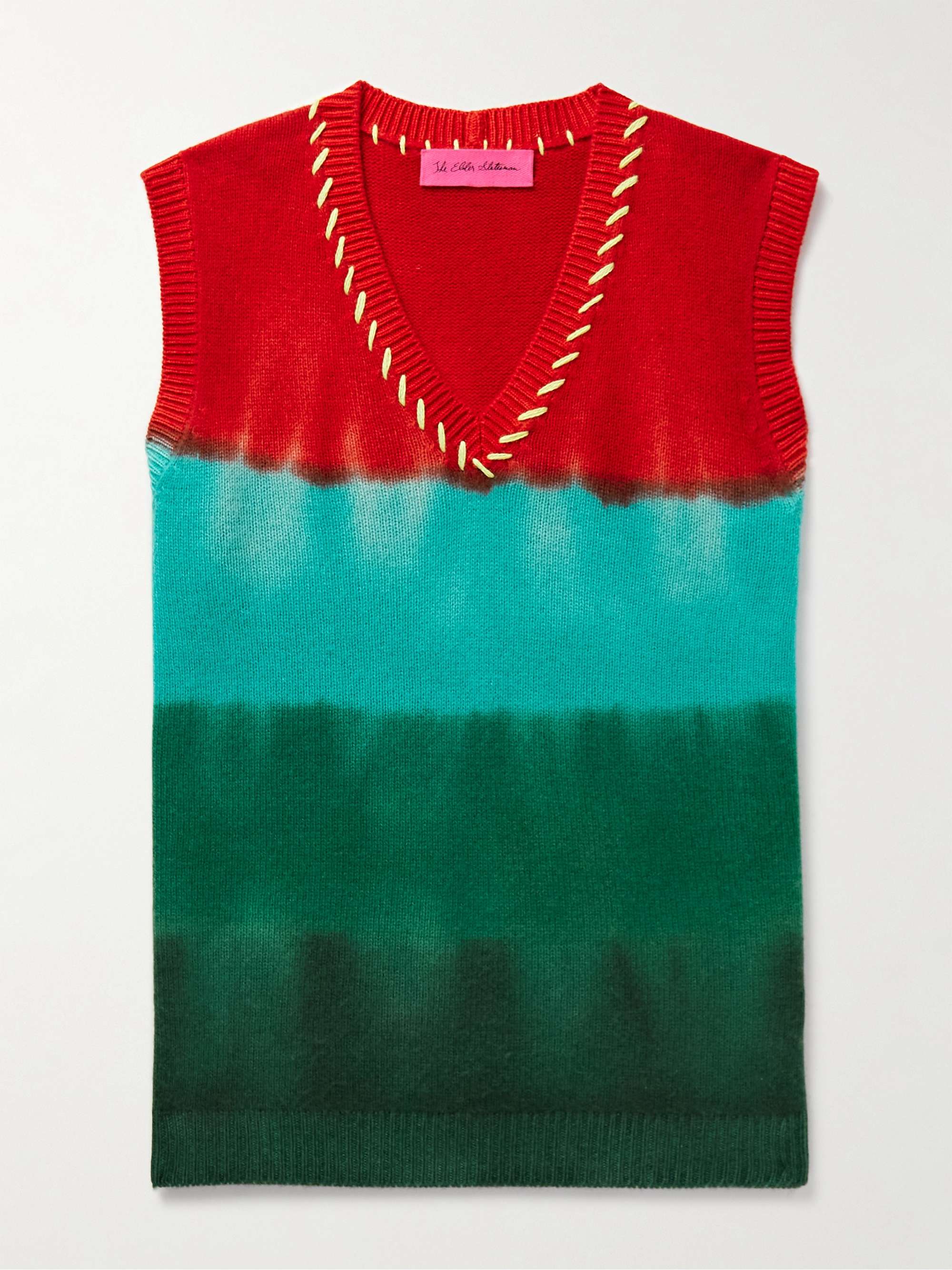 THE ELDER STATESMAN Embroidered Tie-Dyed Cashmere Sweater Vest for Men ...