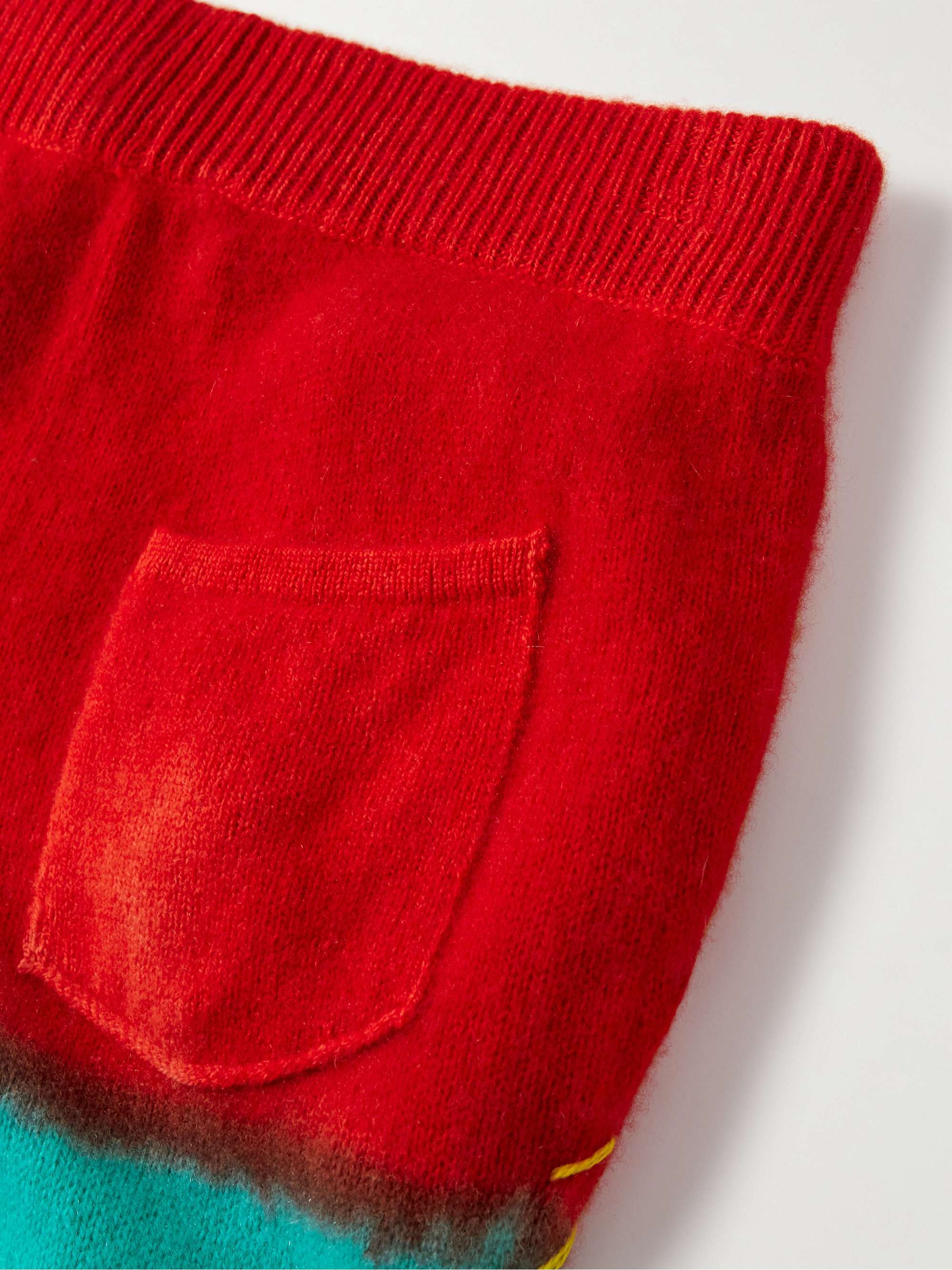 THE ELDER STATESMAN Straight-Leg Embroidered Tie-Dyed Cashmere Trousers