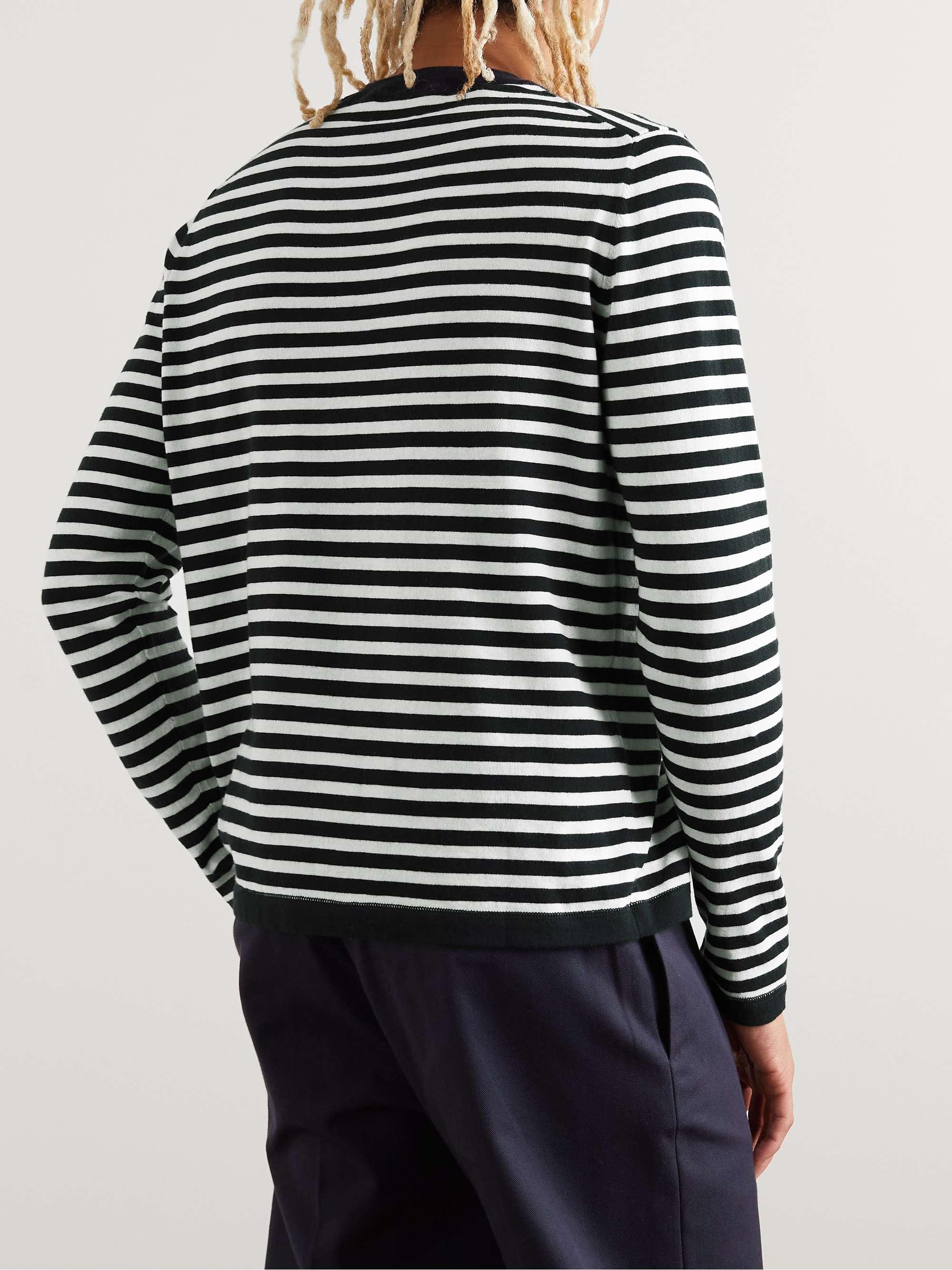 ALLUDE Striped Cotton-Blend Sweater