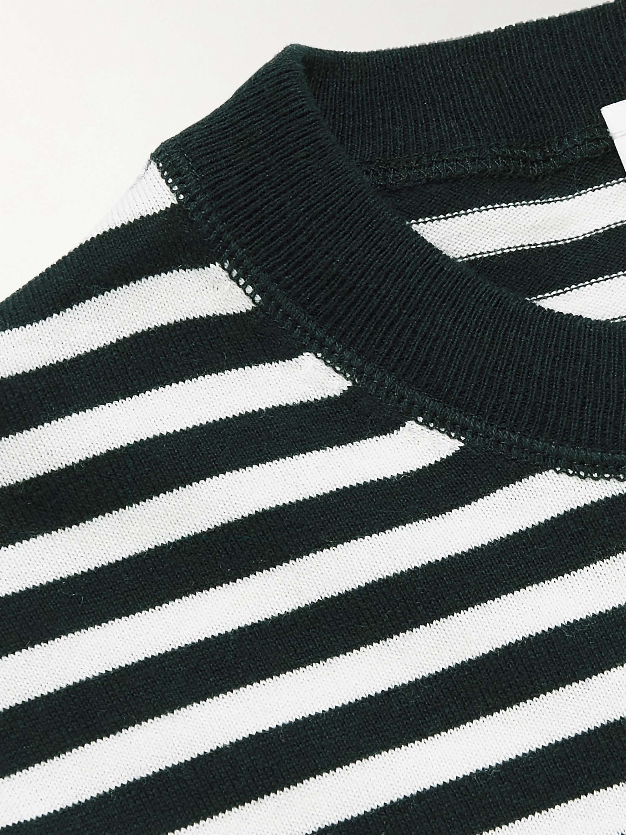 ALLUDE Striped Cotton-Blend Sweater