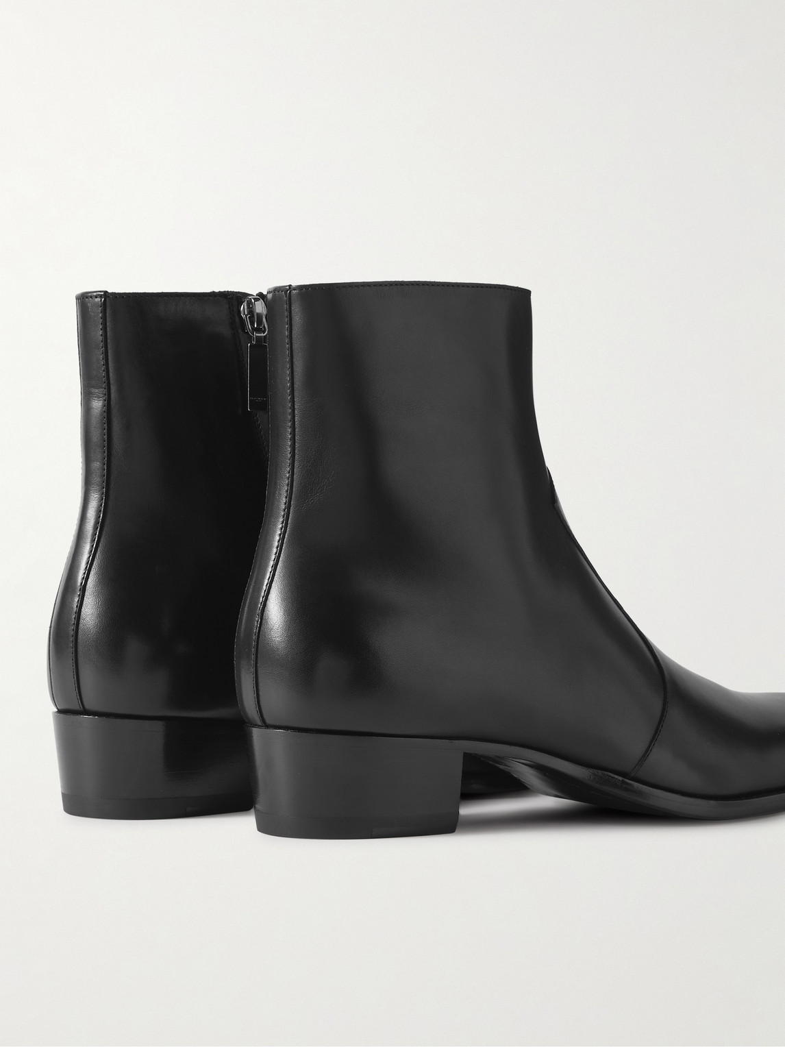 Saint Laurent Augustin Zip Detailed Ankle Boots In Black